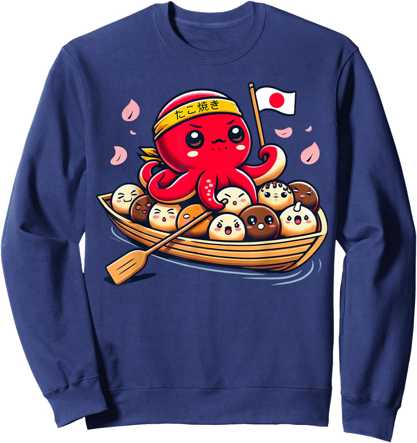 Cute Takoyaki and Octopus Japanese street food Sweatshirt - Sweatshirt | Navy