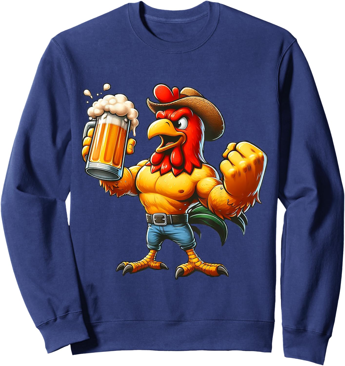 Karate Kick Chicken Beer and Martial Arts Fusion Chickens Sweatshirt - Sweatshirt | Navy