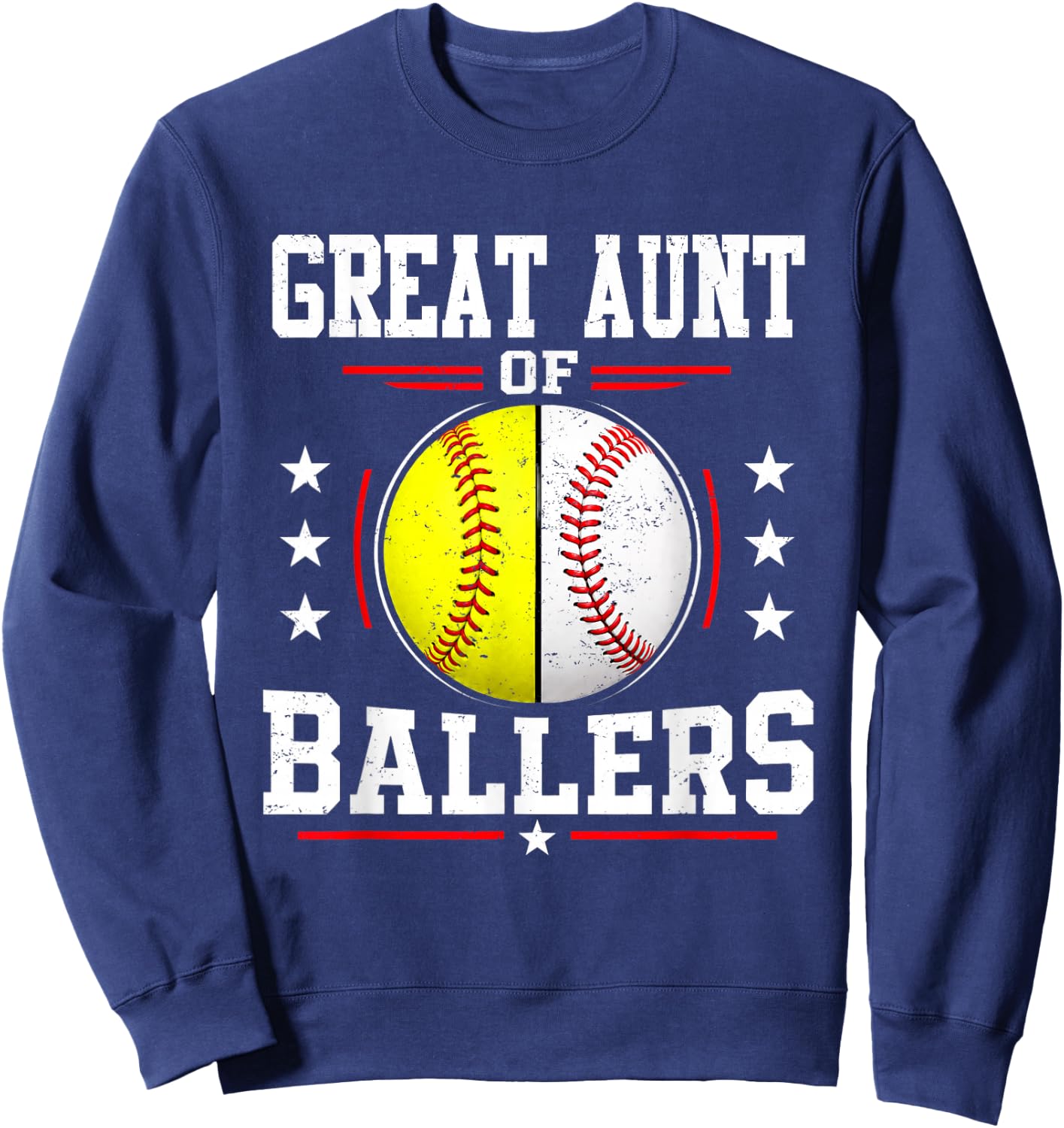 Great Aunt of Ballers Baseball Softball Aunt Sweatshirt - Sweatshirt | Navy