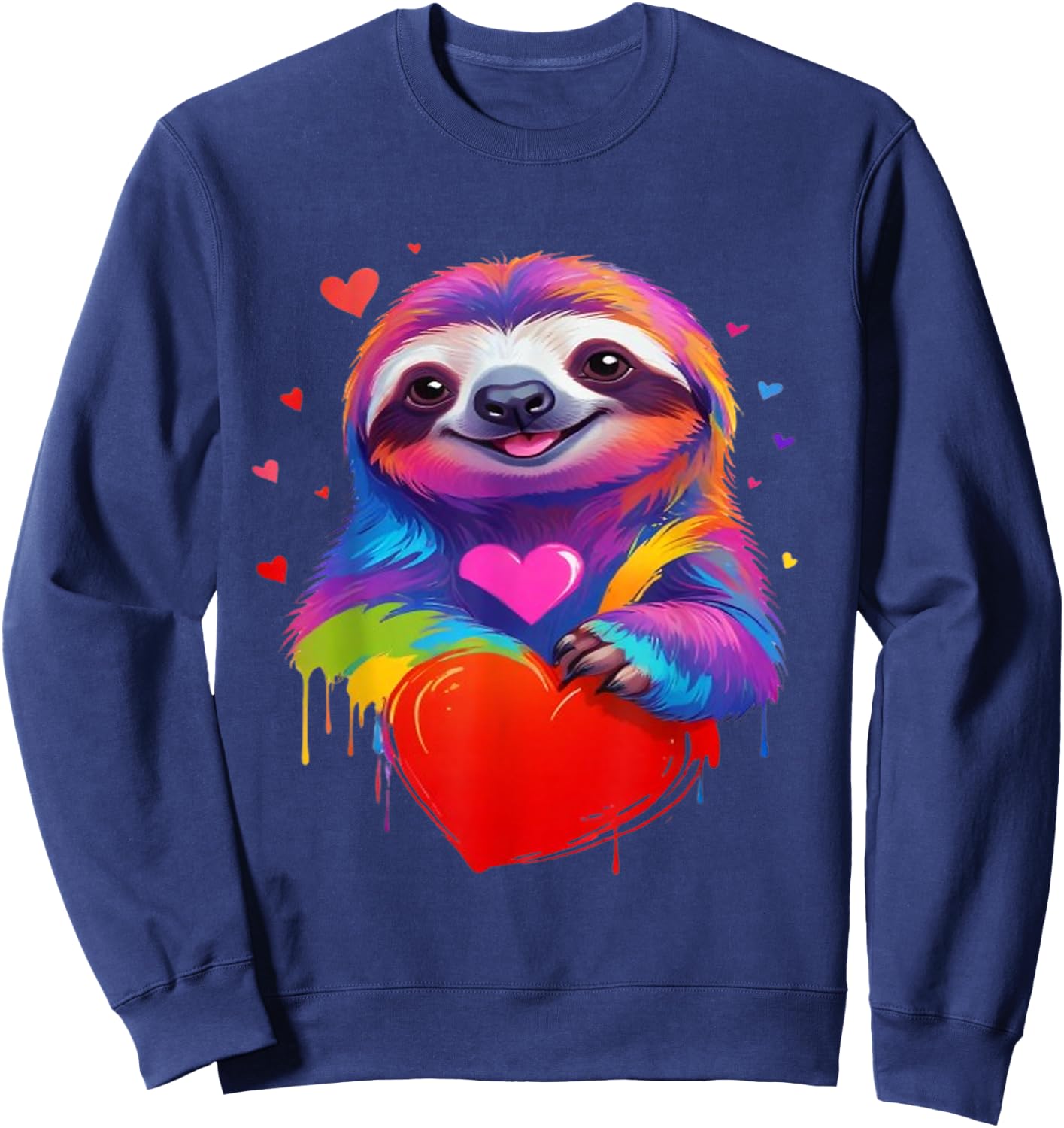 Lazy Shirt - Colorful Heart Shaped Graphic , Black, S Sweatshirt - Sweatshirt | Navy