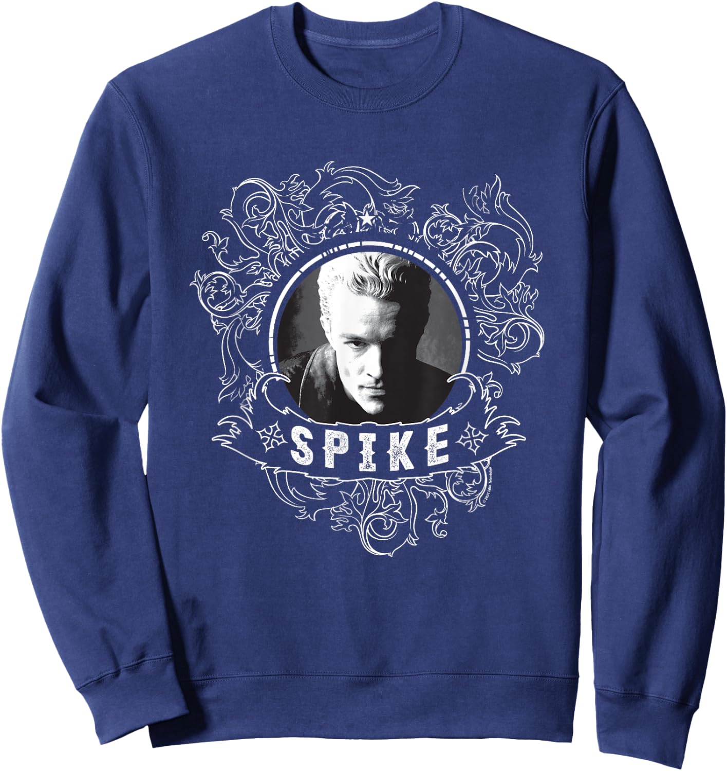Buffy The Vampire Slayer Spike Faded Face Vintage Portrait , Black, S Sweatshirt - Sweatshirt | Navy