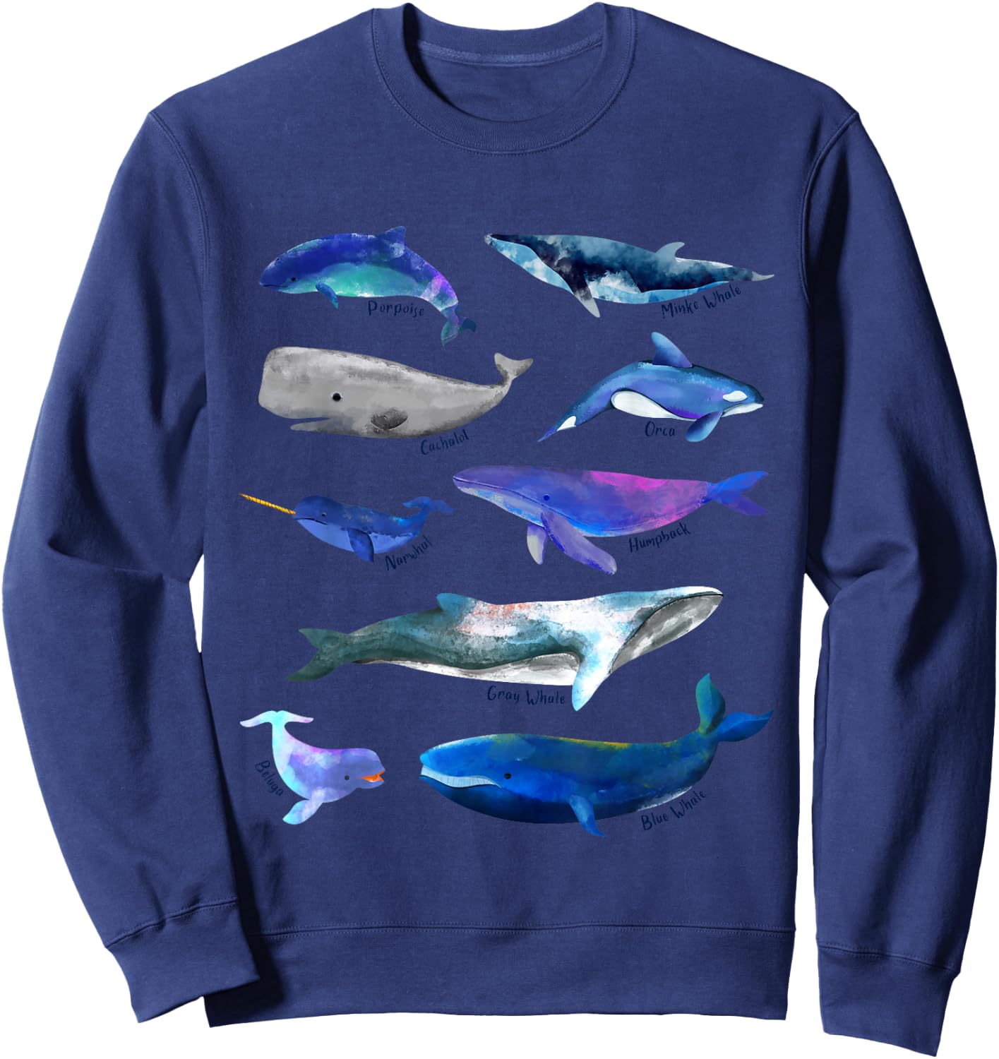 Whales Drawings - Whales Species Sweatshirt - Sweatshirt | Navy