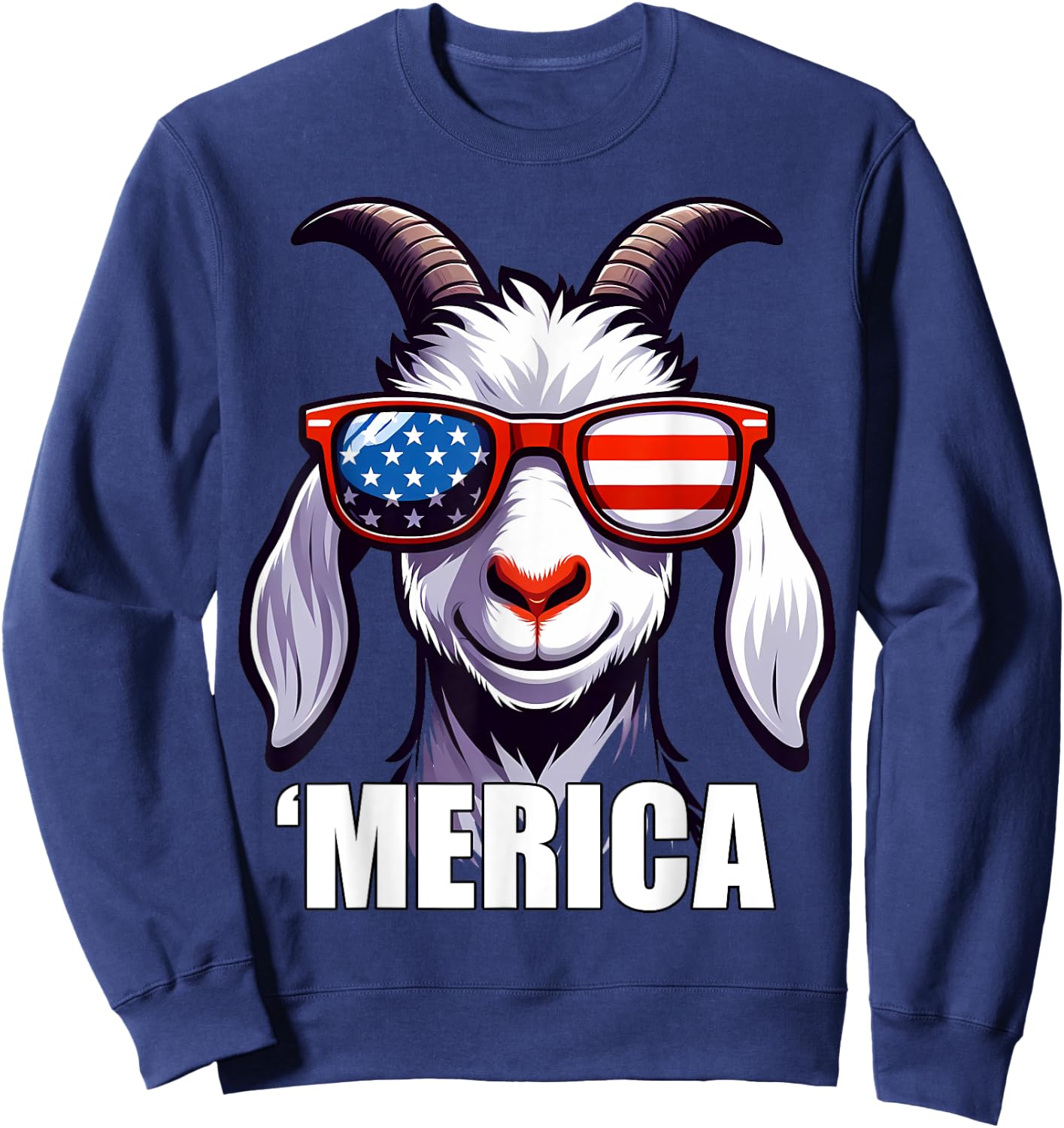Merica Goat Funny American Patriotic USA 4th of July Animals Sweatshirt - Sweatshirt | Navy
