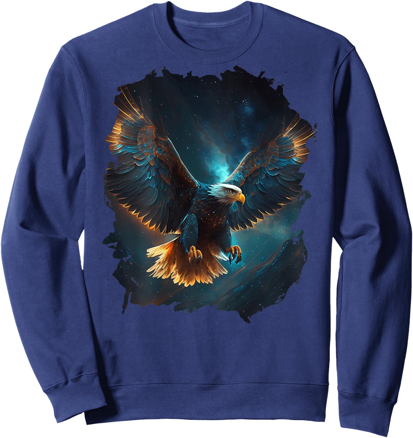 Backprint with German Text "Der Majestic Eagle im Sternen Himmel" (German Language), black Sweatshirt - Sweatshirt | Navy