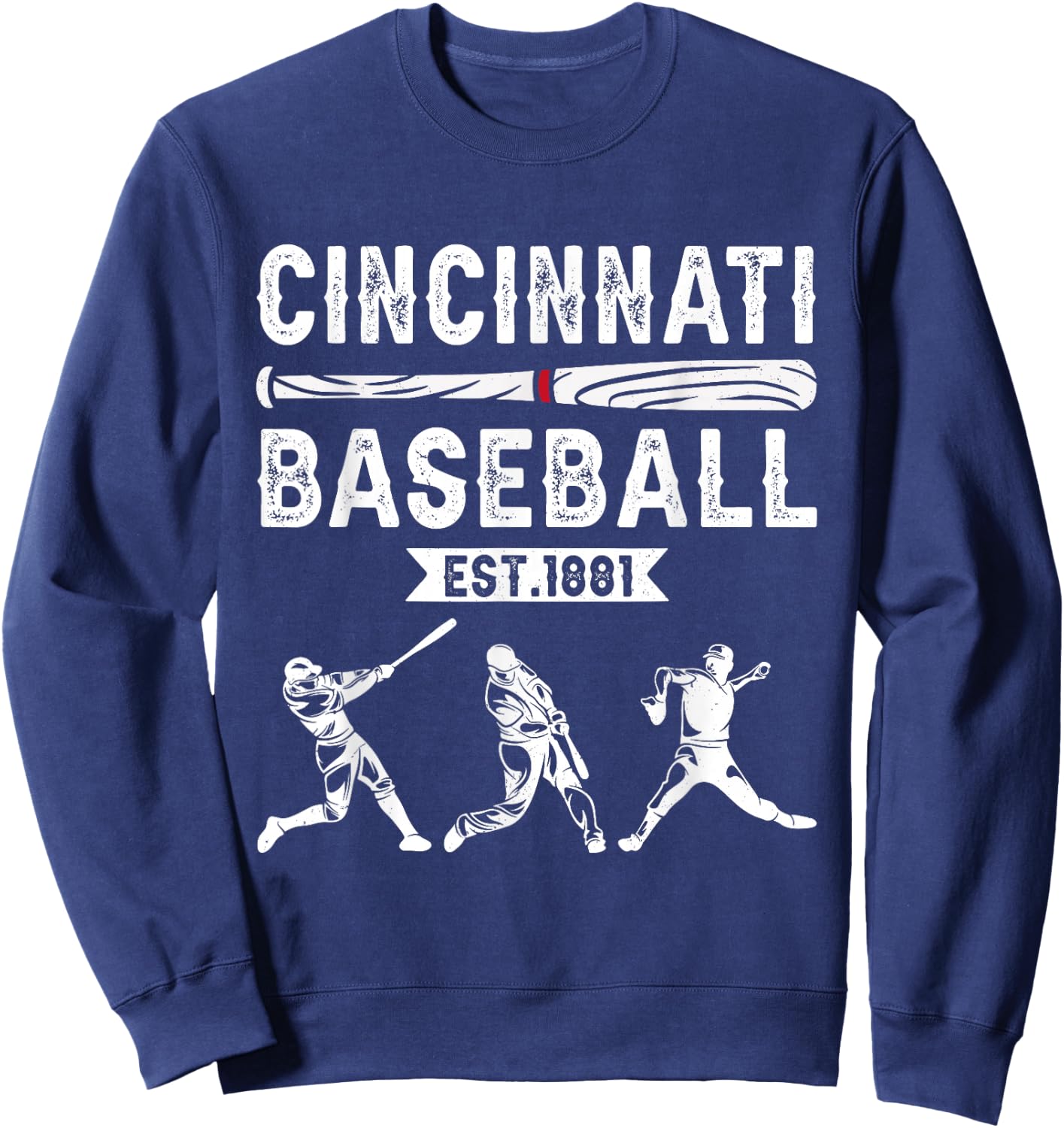 Cincinnati Vintage Baseball Lover Women Sweatshirt - Sweatshirt | Navy