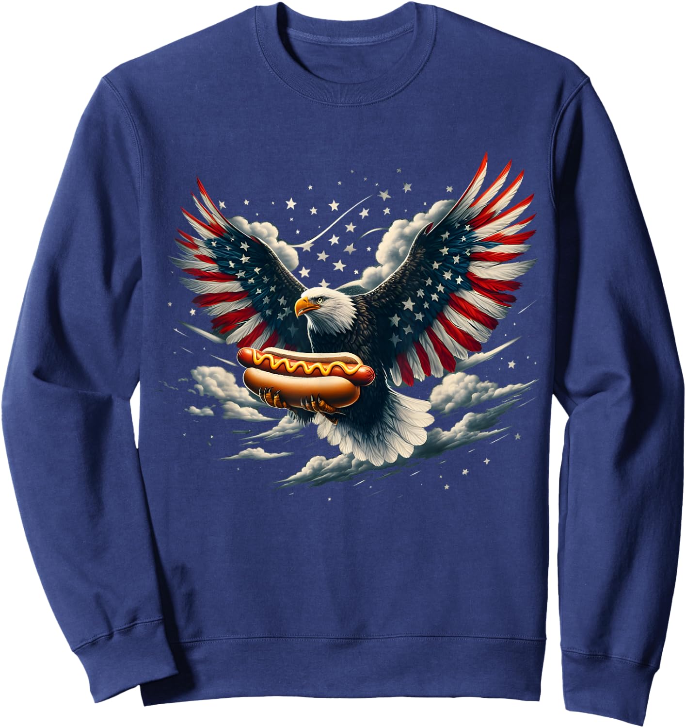 Eagle Hotdog 4th of July Patriotic American Flag Usa Sweatshirt - Sweatshirt | Navy