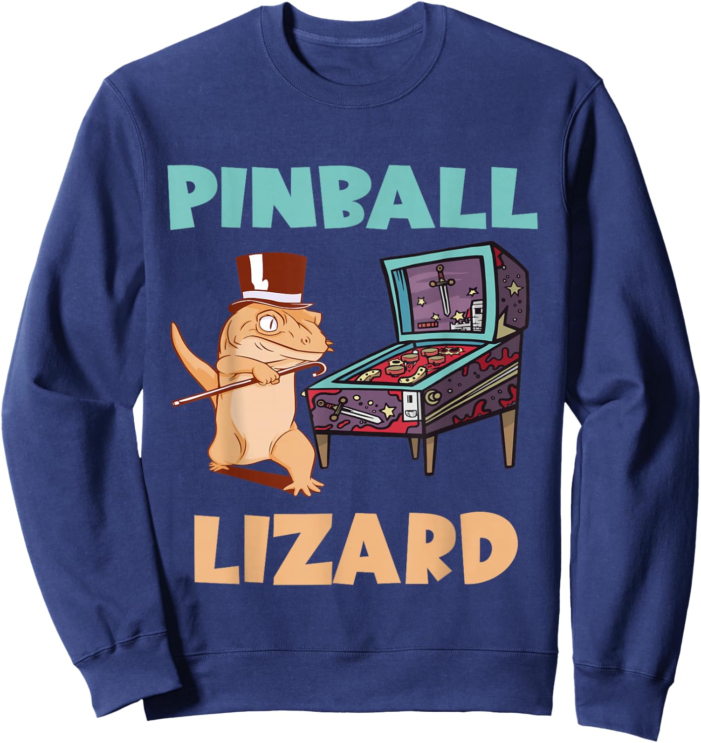 Pinball Game Pinball Player Flipper Ball Pinball Lizard Sweatshirt - Sweatshirt | Navy