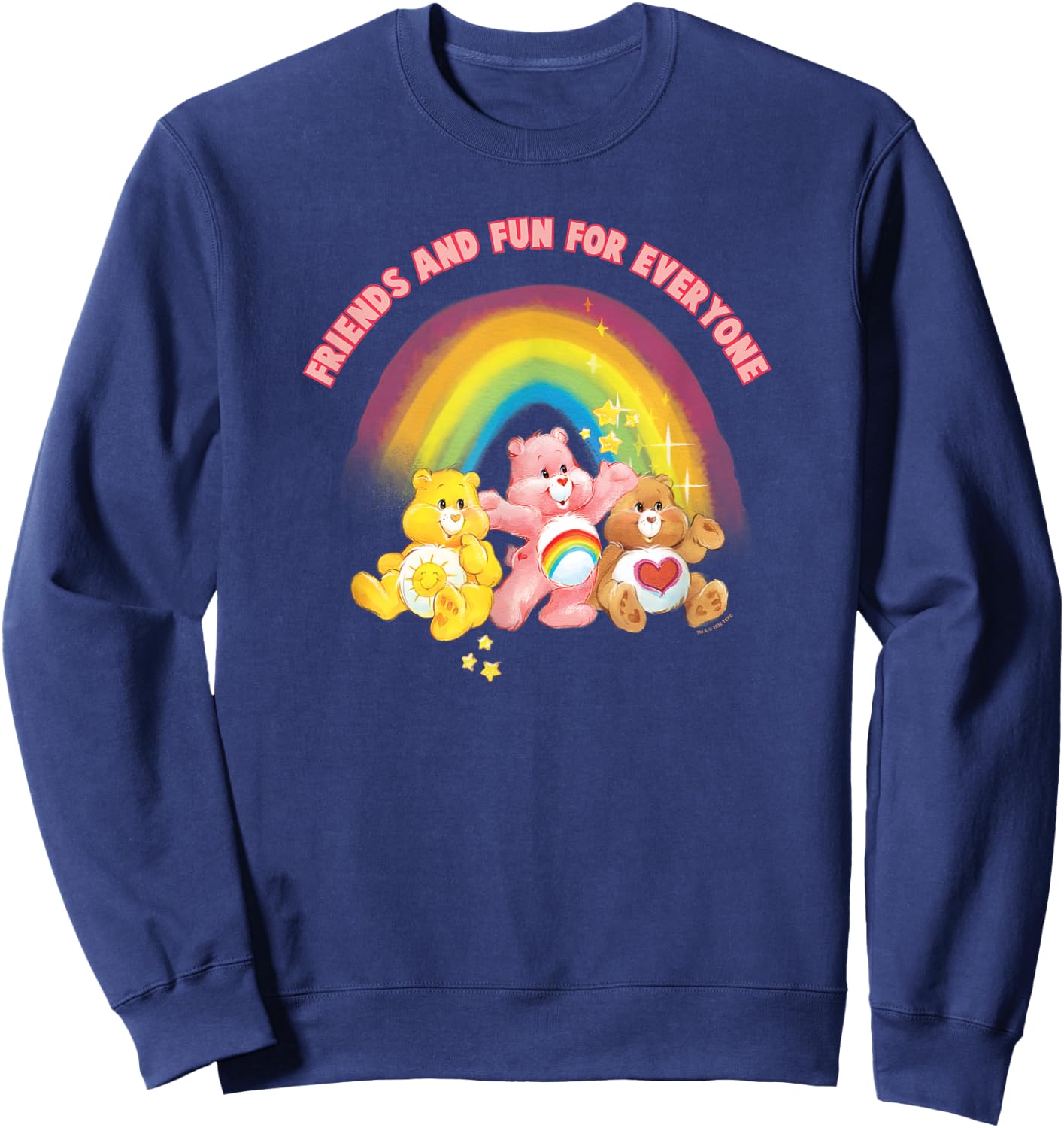Care Bears Friends And Fun For Everyone Vintage Rainbow Logo , Black, S Sweatshirt - Sweatshirt | Navy