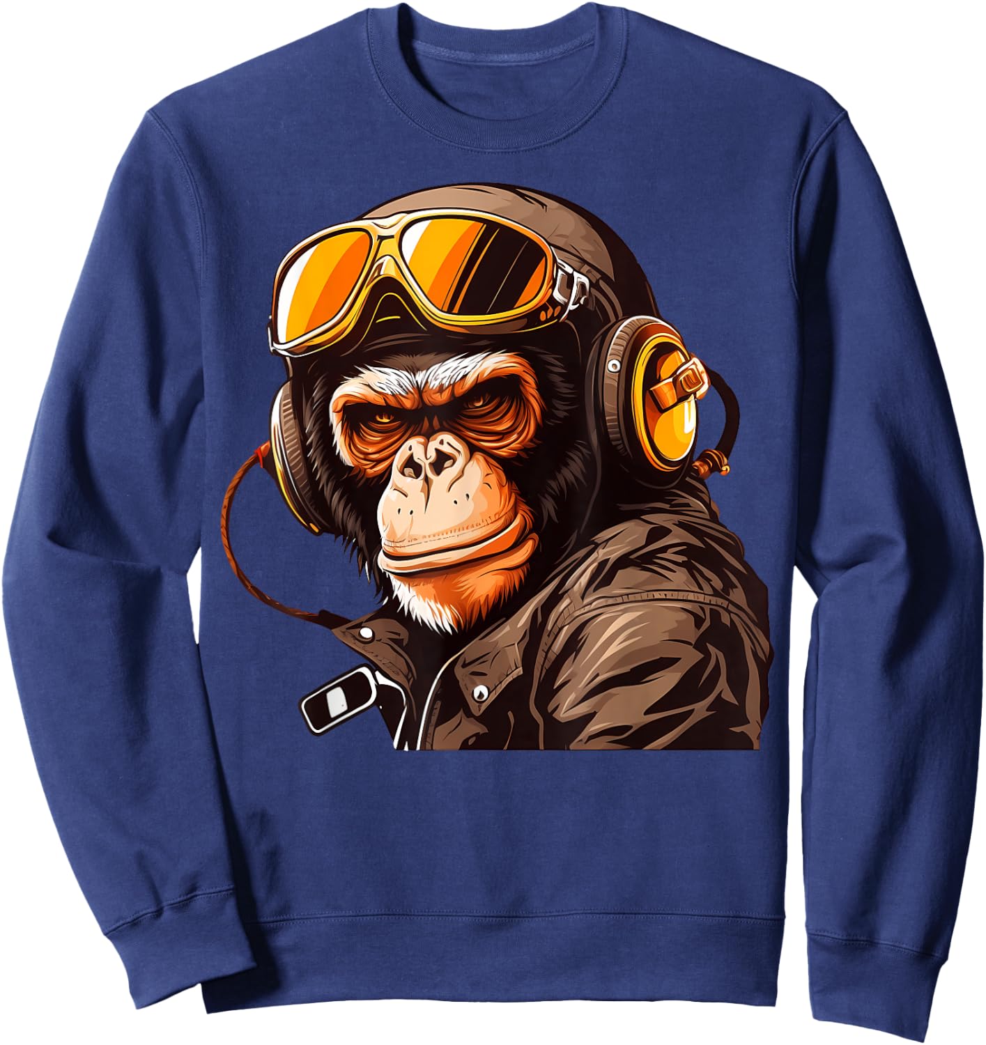 Cool Gorilla Monkey Ape In Sunglasses Pilot Flight Racing Sweatshirt - Sweatshirt | Navy