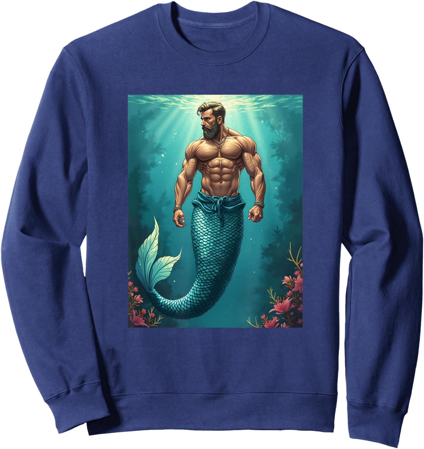 LGBTQ Transgender Gay Muscle Daddy Mermaid Gay Merman Sweatshirt - Sweatshirt | Navy