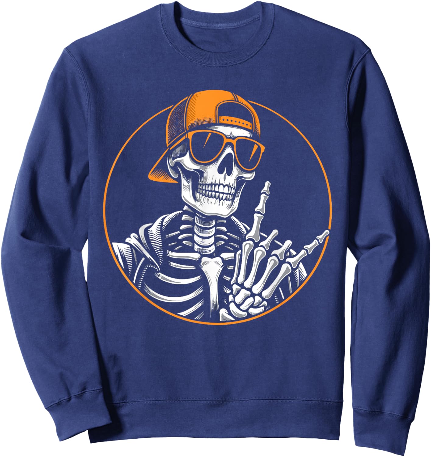 Halloween Skeleton Rock Hand, Rocker, Men & Boys, Rock Music Sweatshirt - Sweatshirt | Navy