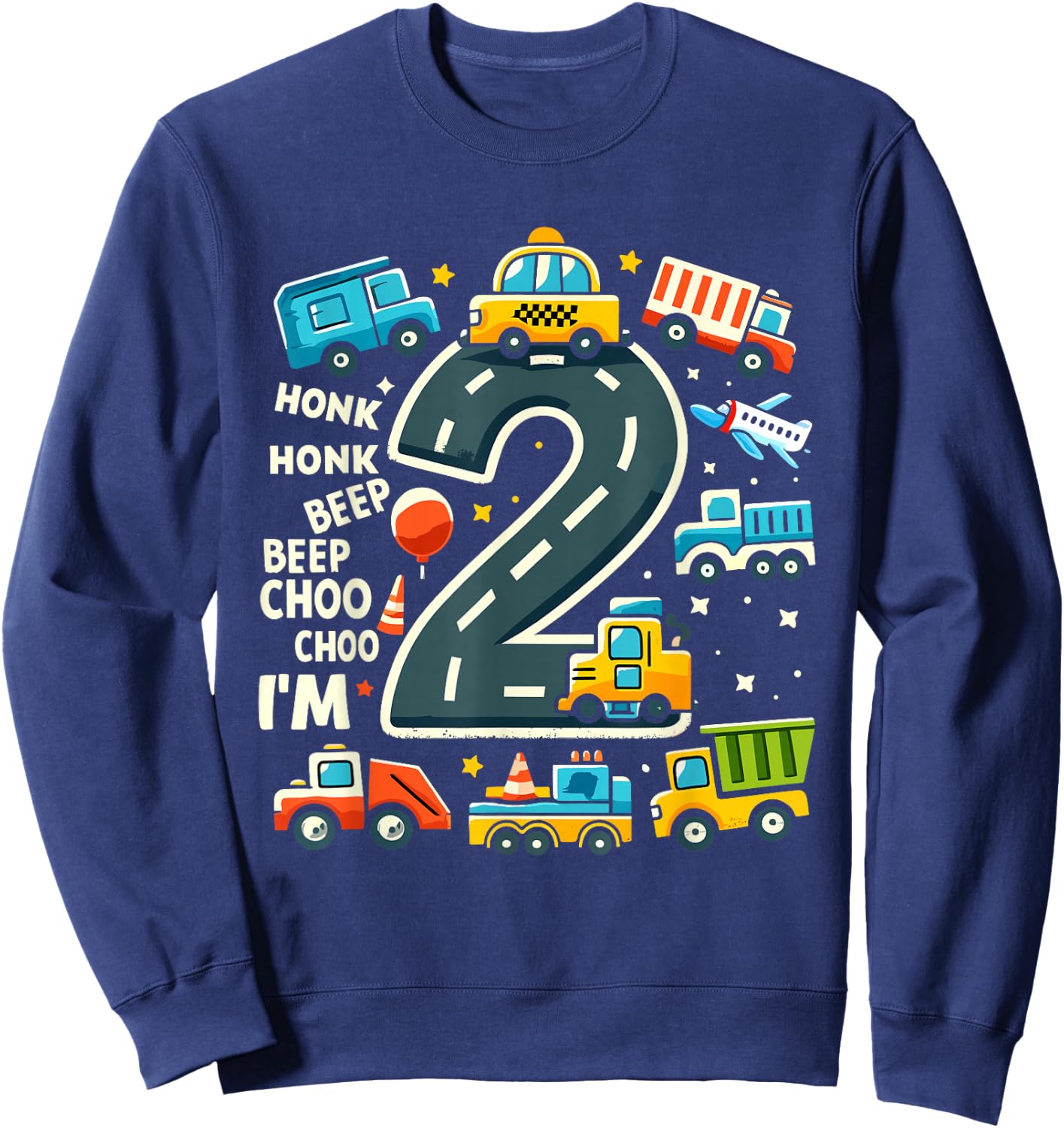2 Year Old Birthday Boy Truck Car Transport , black Sweatshirt - Sweatshirt | Navy