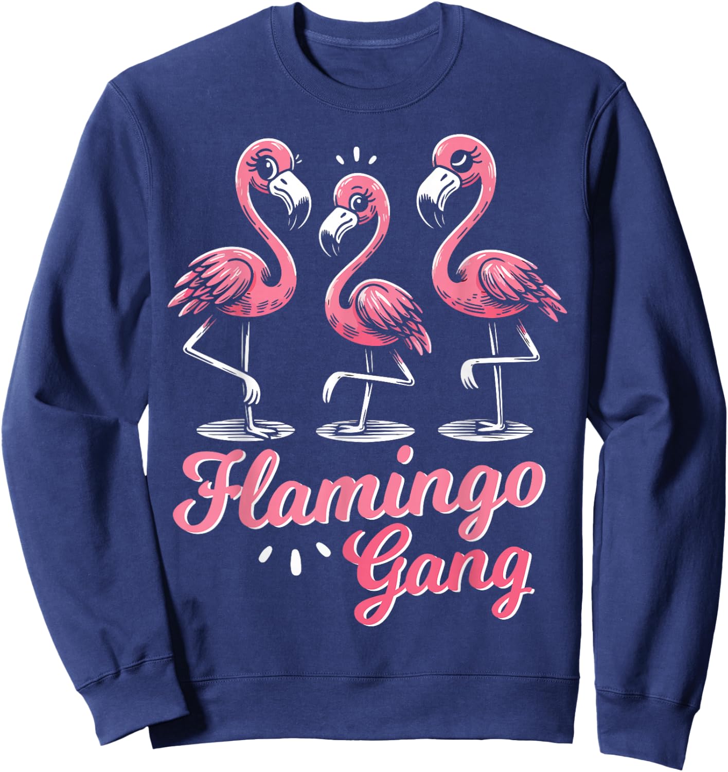 Flamingo Gang Funny Flamingo Holiday and JGA , black Sweatshirt - Sweatshirt | Navy