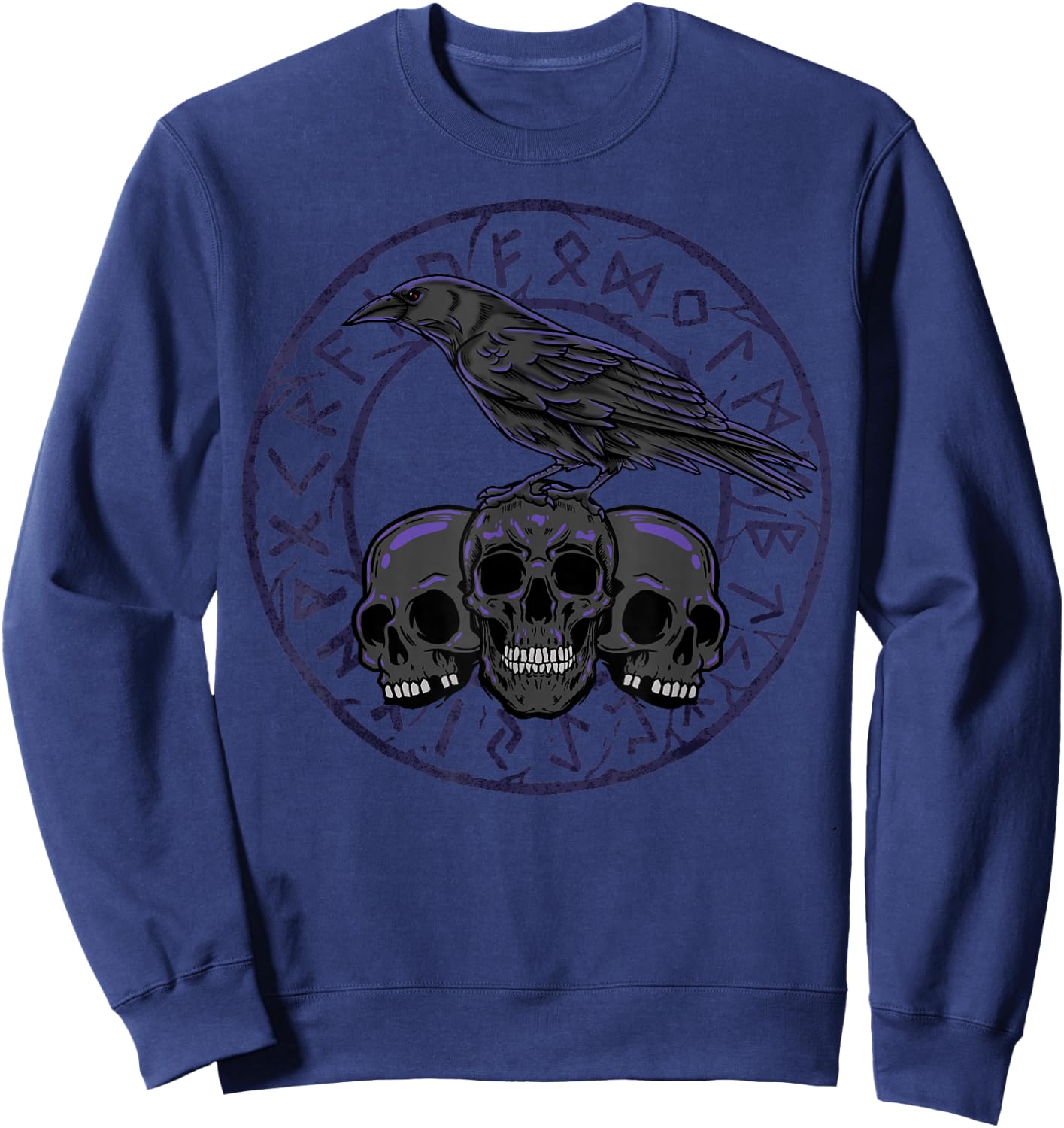 Gothic Crows Nordic Mythology Emo Viking Ravens Sweatshirt - Sweatshirt | Navy