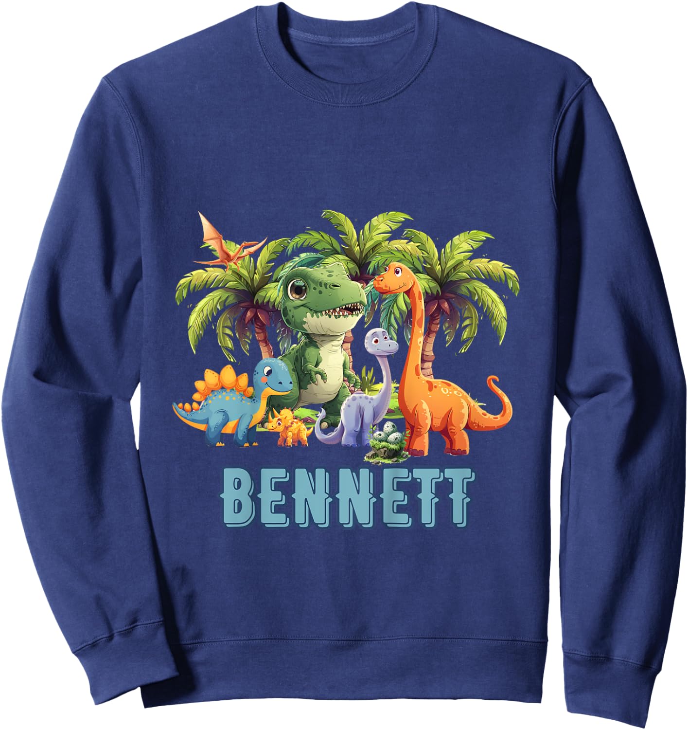 Kids Dinosaur Dino TRex Personalized BENNETT Sweatshirt - Sweatshirt | Navy