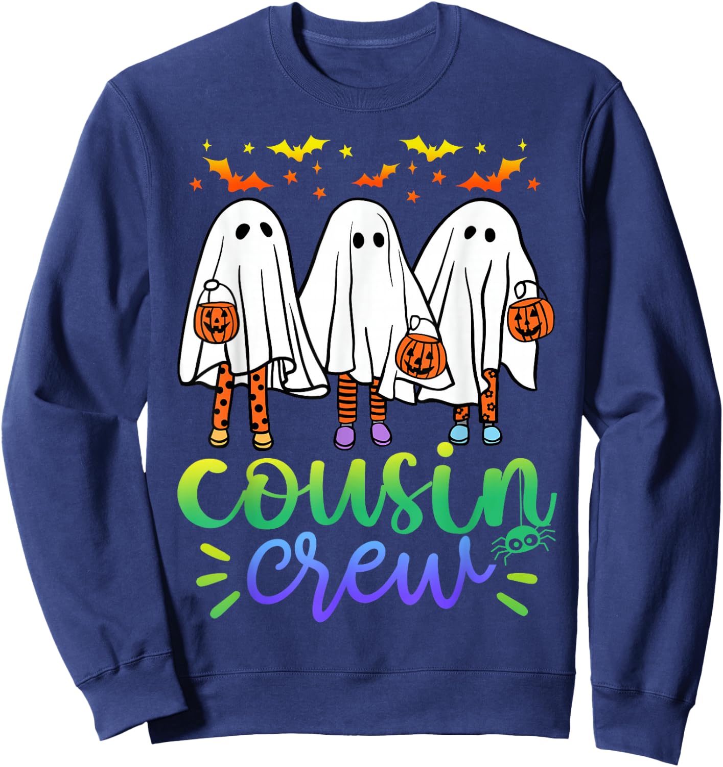 Boo Cousin Crew Halloween Ghost Trick Treat Squad Matching Sweatshirt - Sweatshirt | Navy