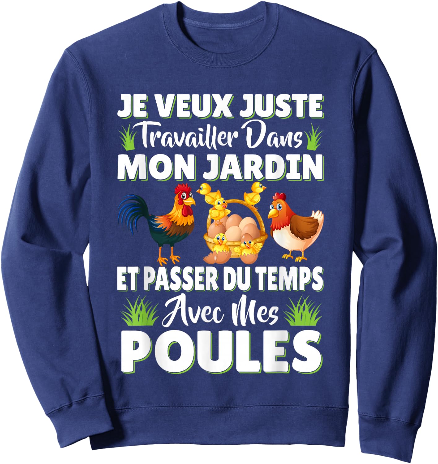 Garden and Hen Funny Gift Original Gardening , Black, S Sweatshirt - Sweatshirt | Navy