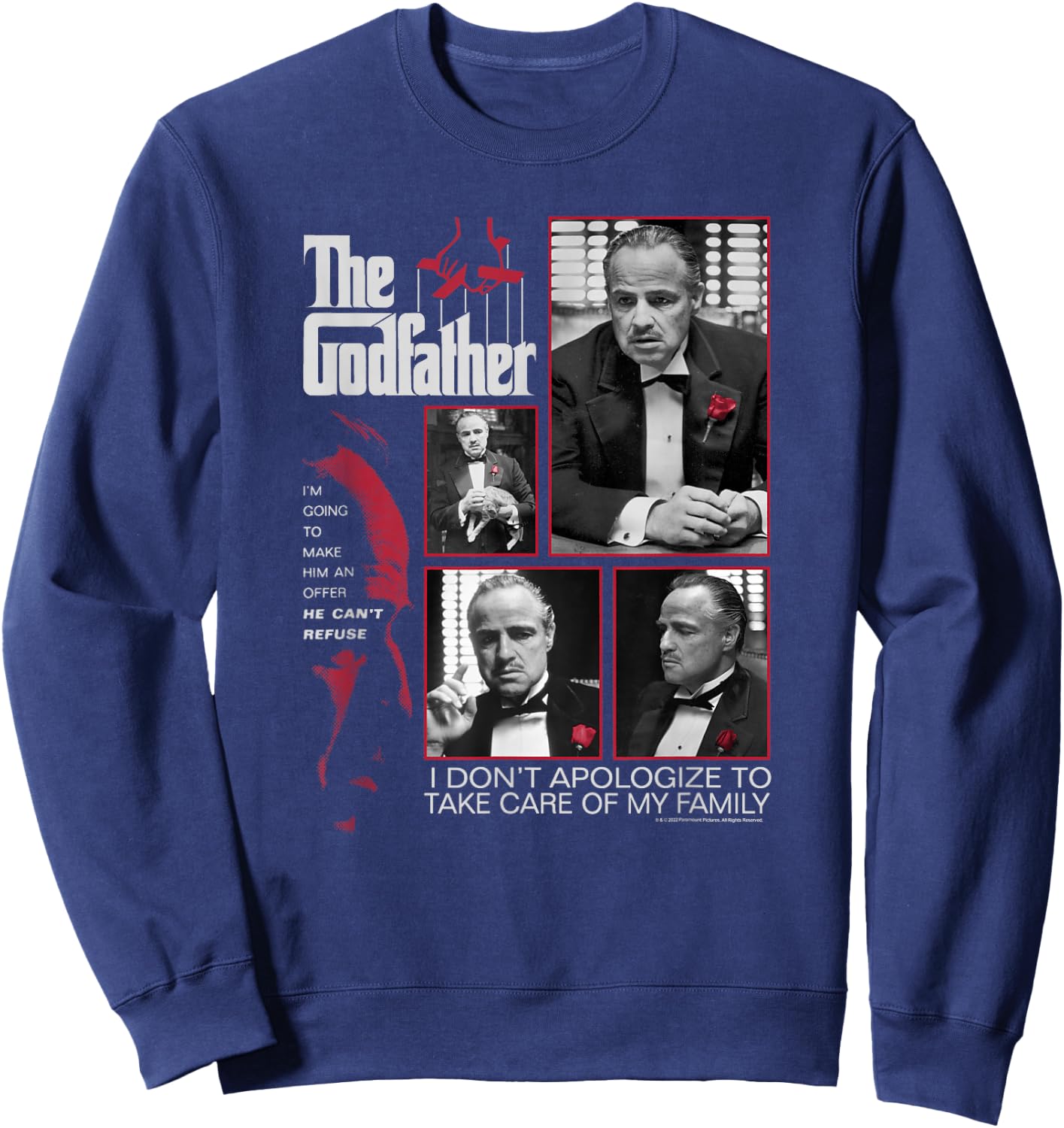 The Godfather Make Him An Offer He Can't Refuse Movie Poster Sweatshirt - Sweatshirt | Navy