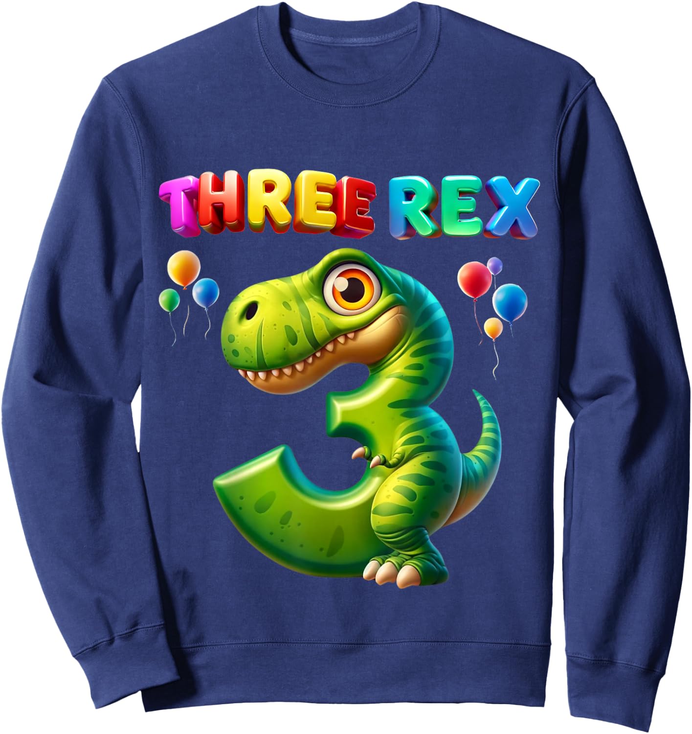 Three Rex 3rd Birthday Shirt Third Dinosaur 3 Year Old gift Sweatshirt - Sweatshirt | Navy