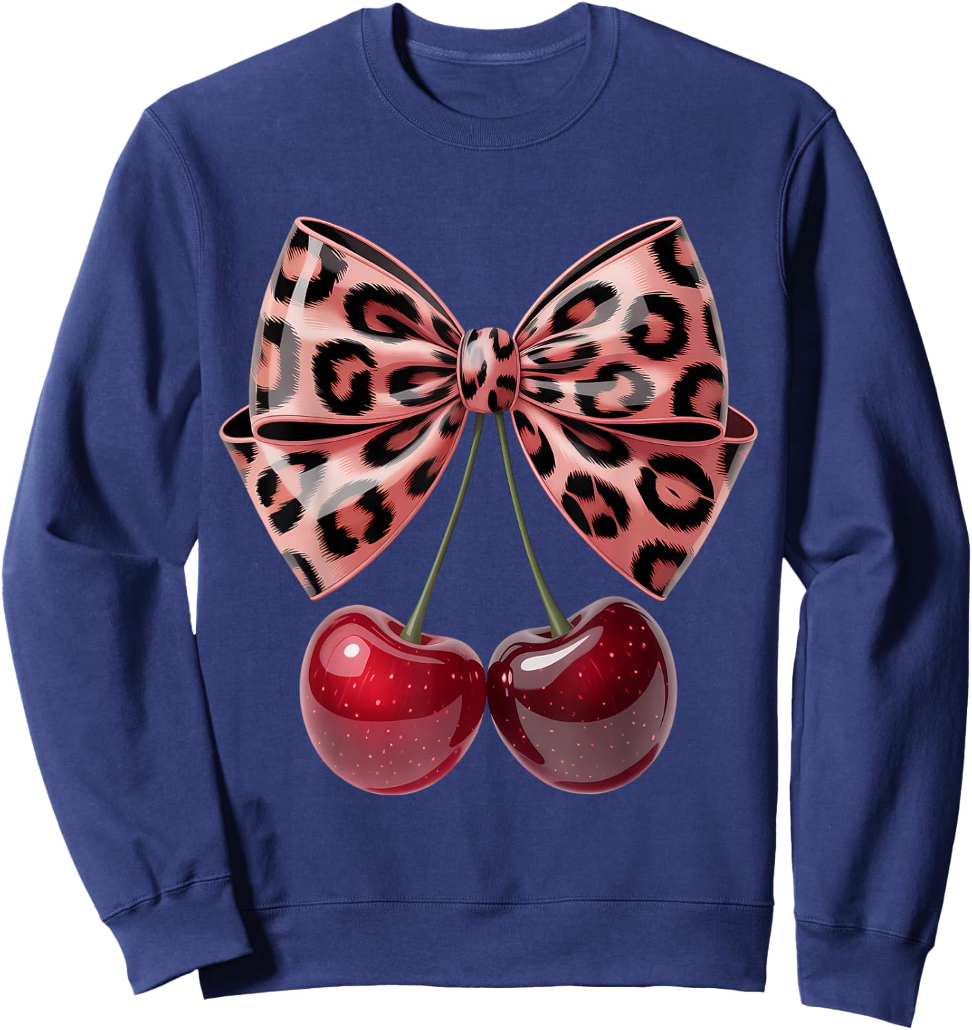 Cherry Bow Coquette Red Cherries Fruits Sweatshirt - Sweatshirt | Navy