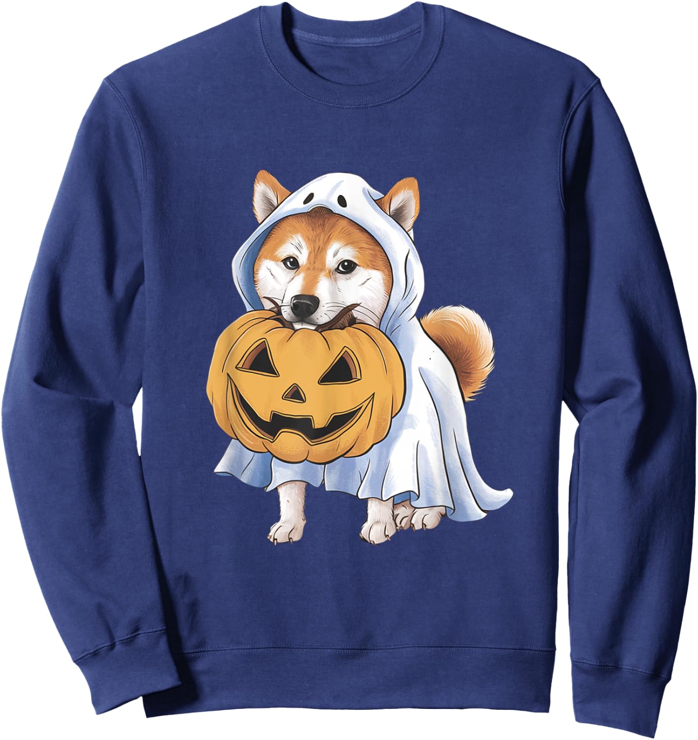Shiba Inu Ghost Dog Halloween Sweatshirt - Sweatshirt | Navy