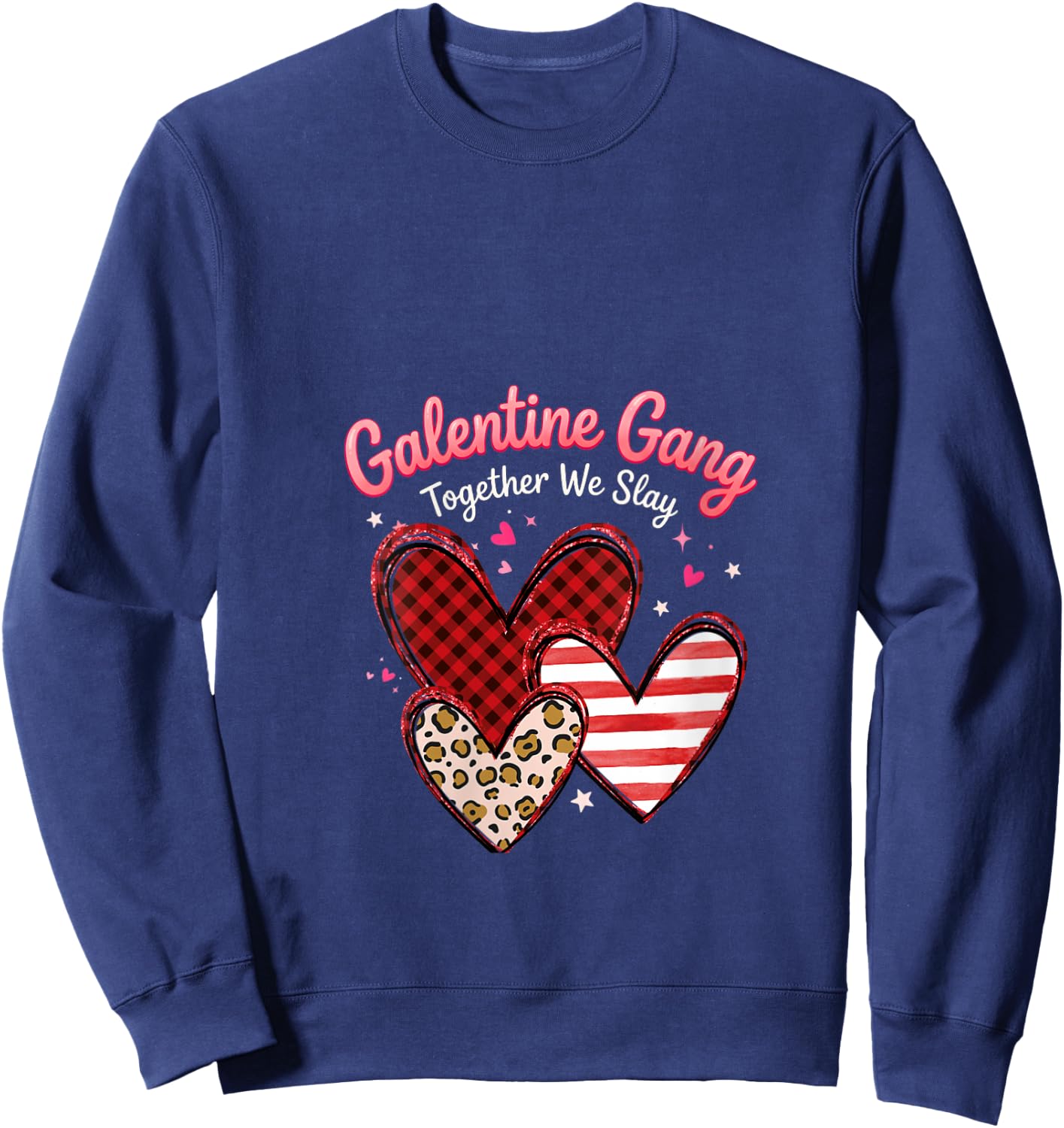 Women's Valentines Day Galentines Gang Hearts Valentine Women Girls V-Neck Sweatshirt - Sweatshirt | Navy