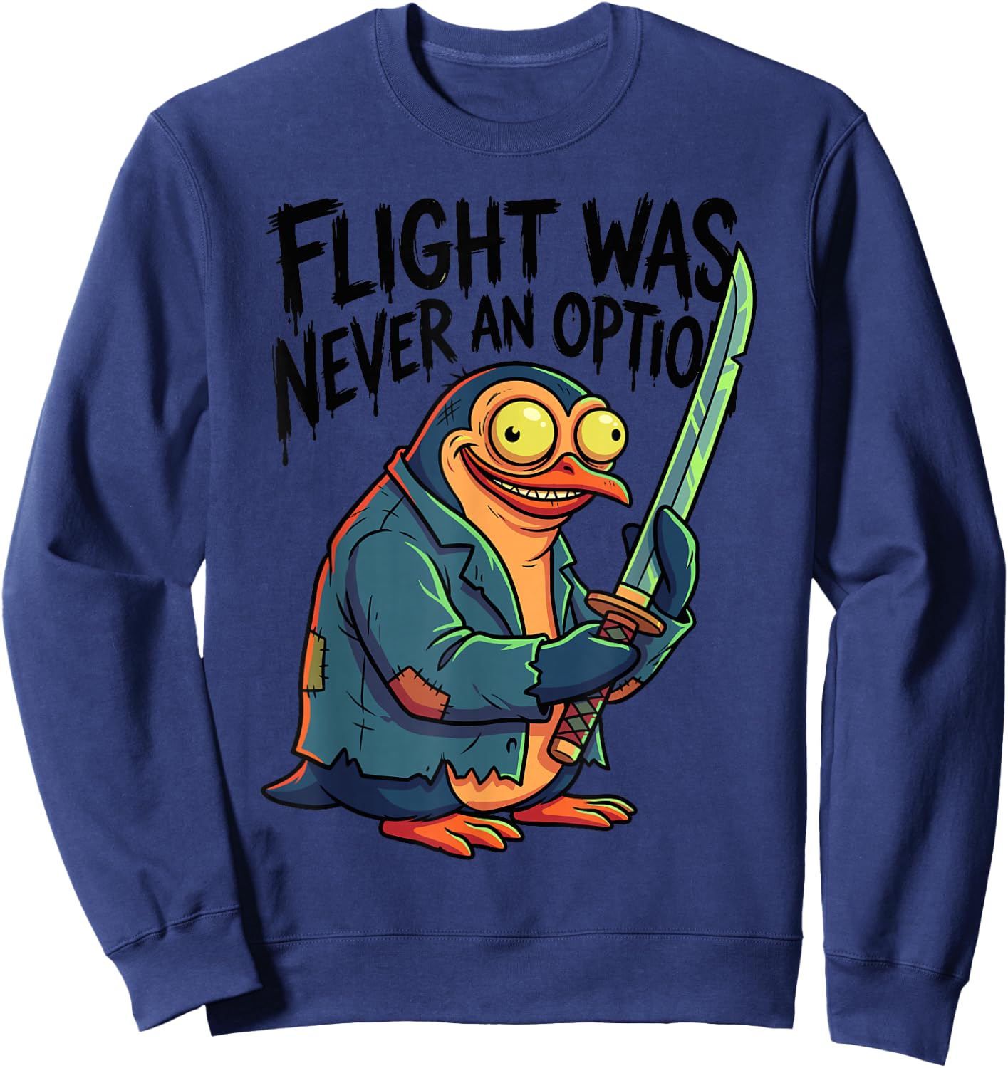 Flight was Never an Option Flightless Bird Sword Sweatshirt - Sweatshirt | Navy