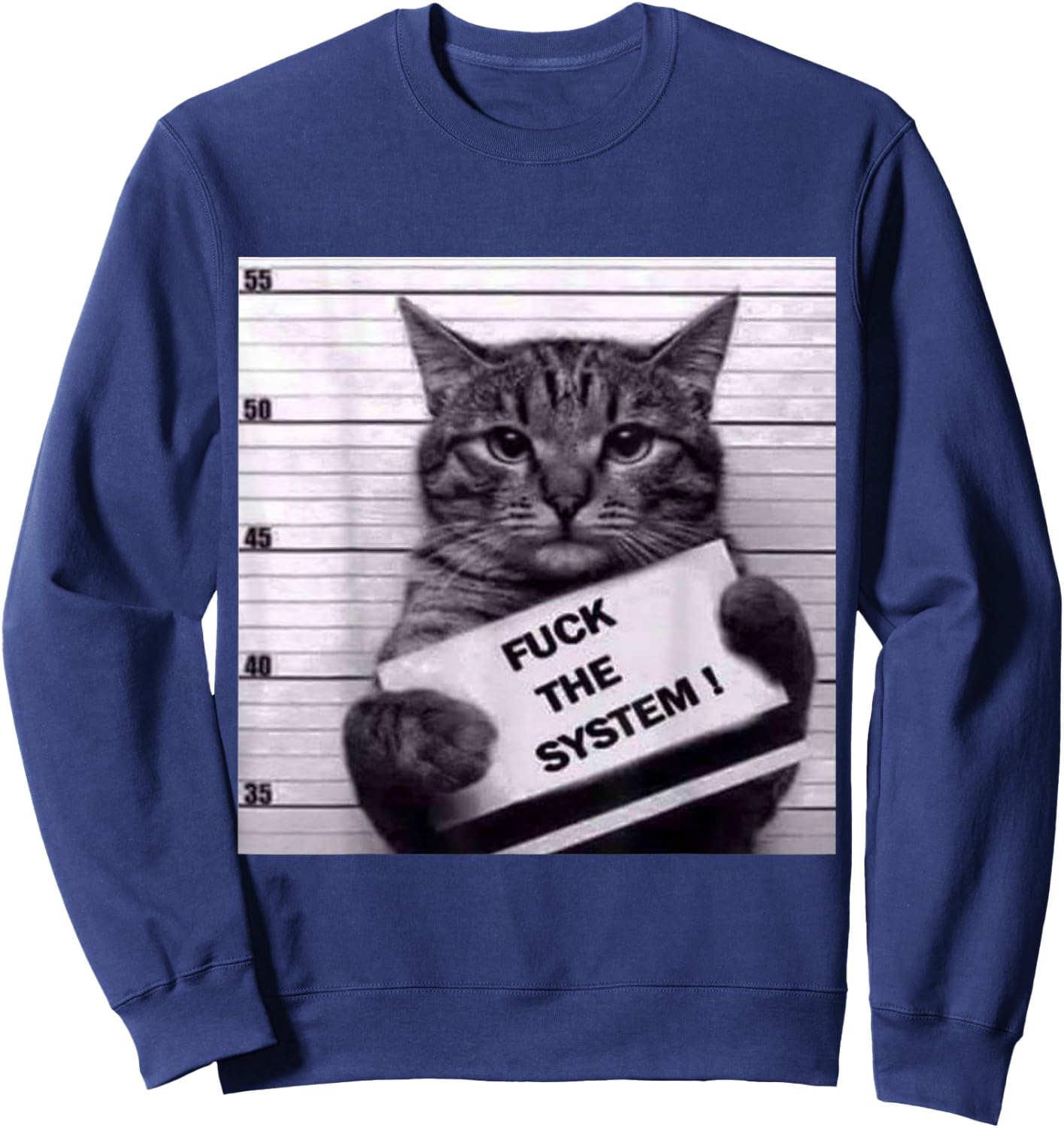 Cat the System Most Wanted Poster , black Sweatshirt - Sweatshirt | Navy