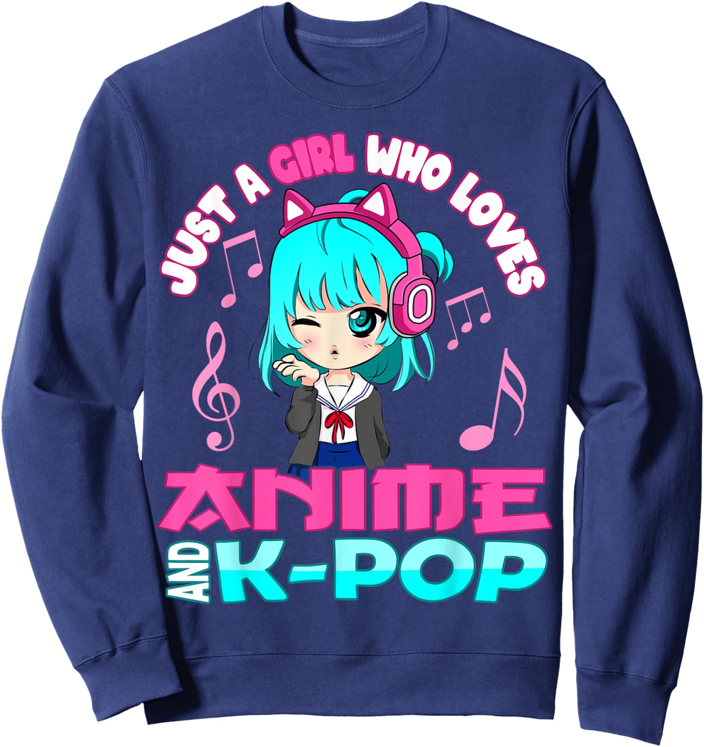 Anime and K-Pop Musik Manga Kawaii Chibi Merch KPOP Otaku Sweatshirt - Sweatshirt | Navy