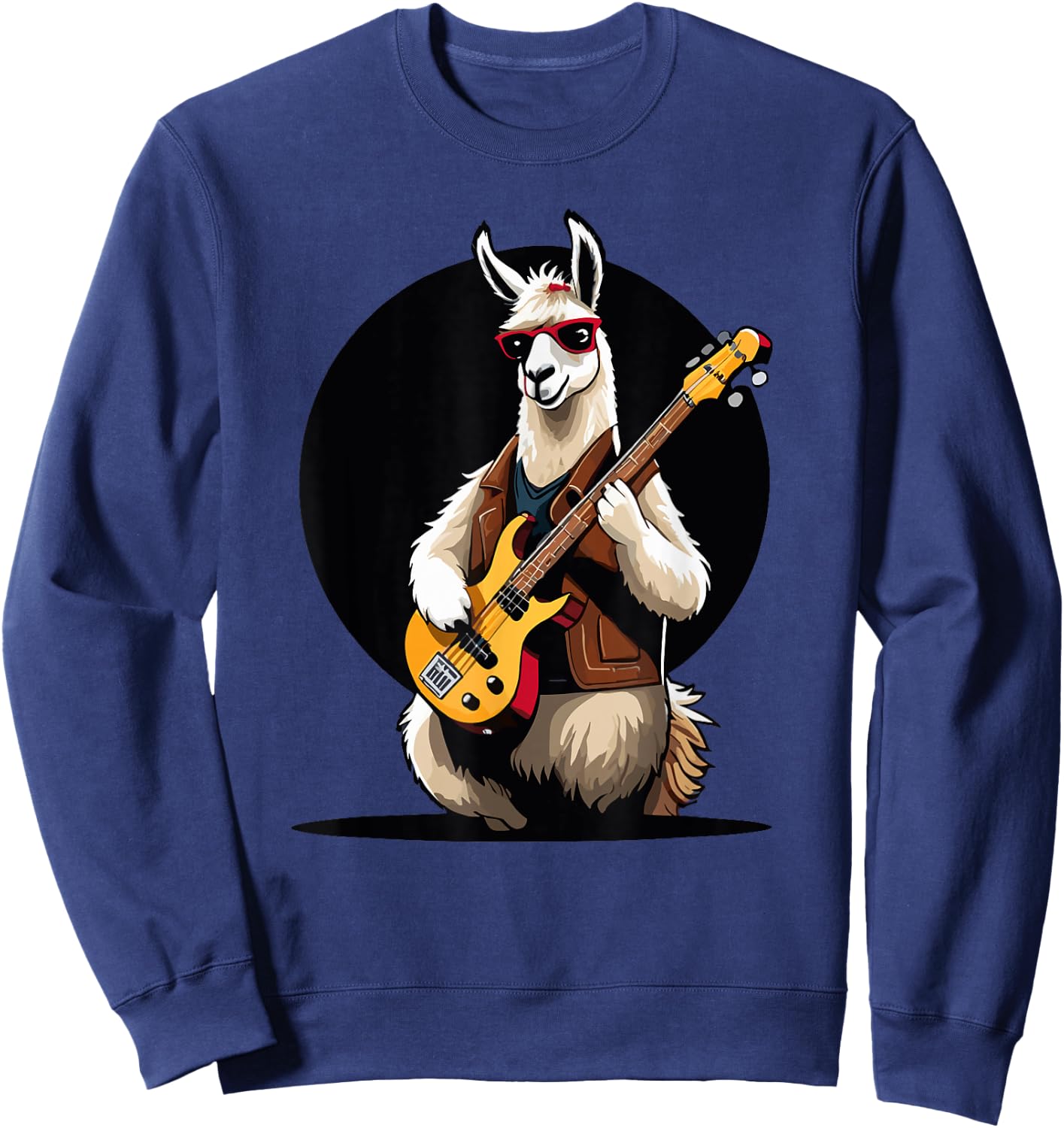 Llama playing Electric Guitar, Llama Guitarist Sweatshirt - Sweatshirt | Navy