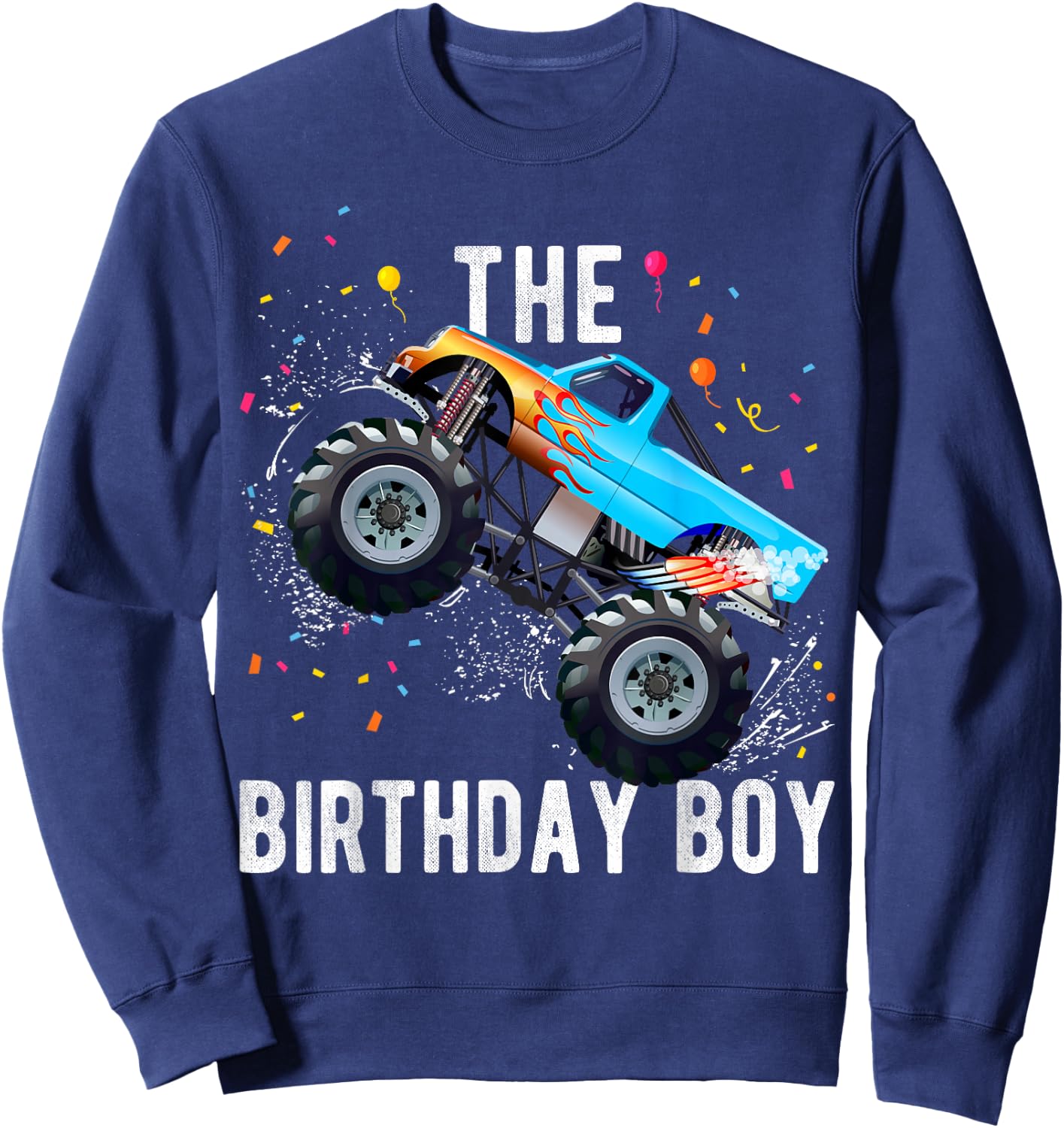 Birthday Boy Monster Truck Family Matching Sweatshirt - Sweatshirt | Navy