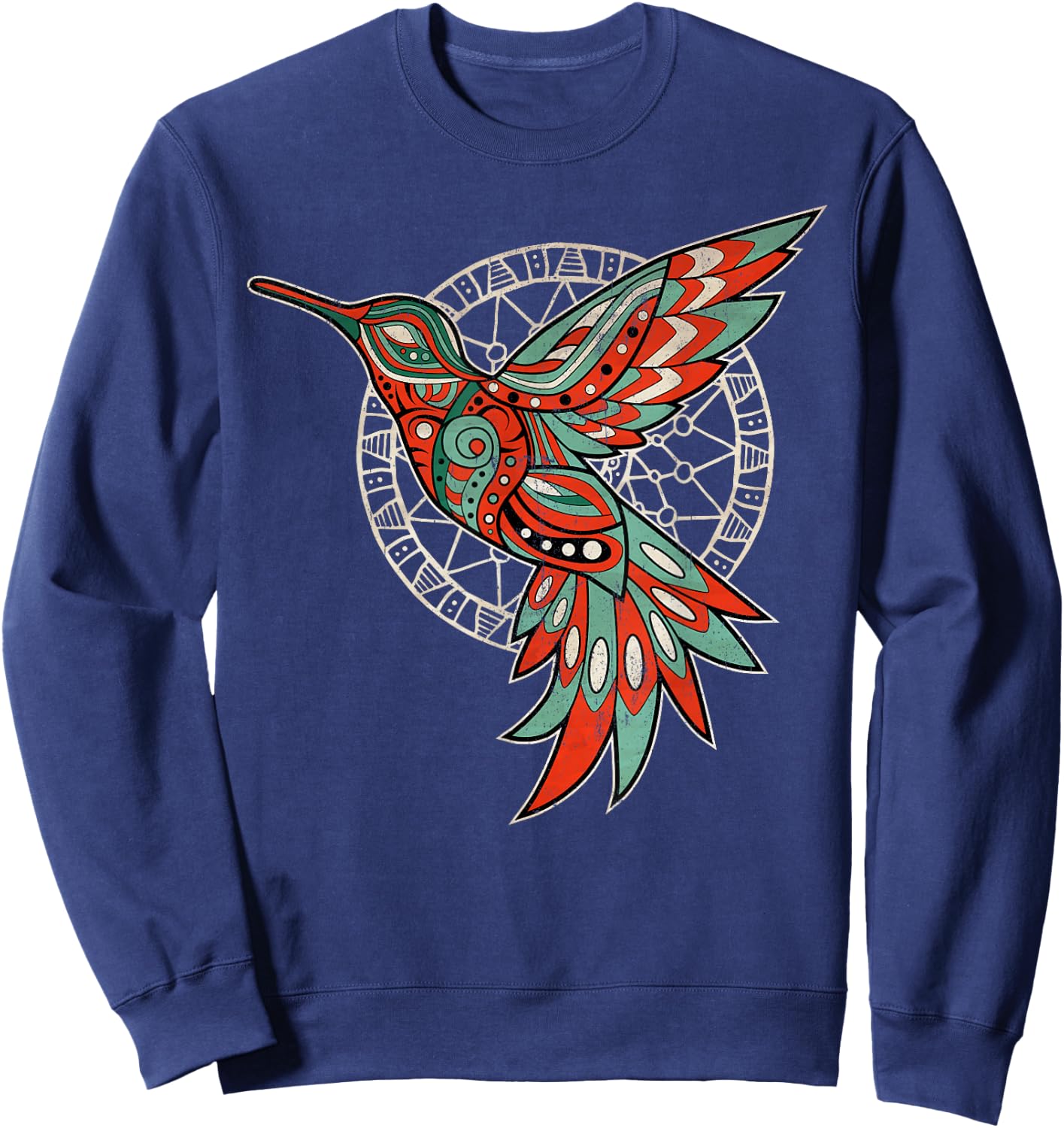 InGENIUS Native American Indian Day Shirts & Gifts -Adults Hummingbird Tribal Art Native American Tribal Art Black Small Classic Fit Pull On Round Collar Short Sleeve Sweatshirt - Sweatshirt | Navy