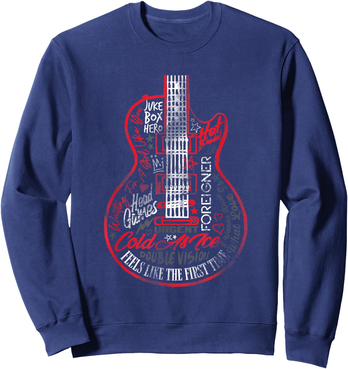 Foreigner Juke Box Hero Tracklist , black Sweatshirt - Sweatshirt | Navy