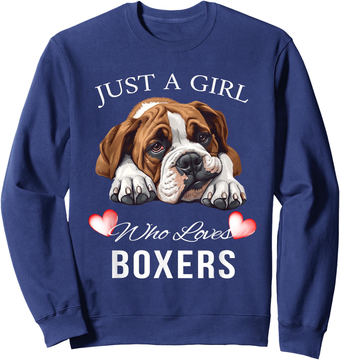 Just a Girl Who Loves Boxers Cute Sweatshirt - Sweatshirt | Navy