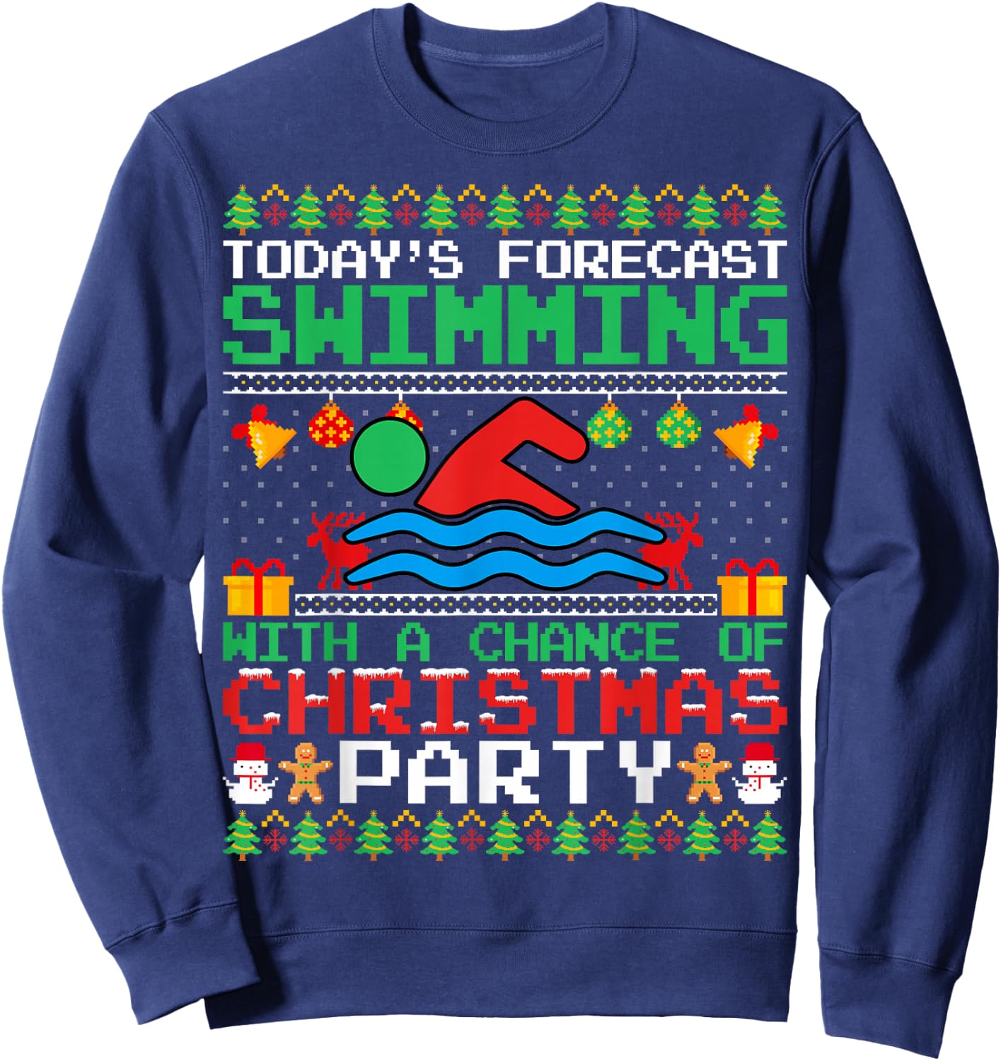 Swimming Christmas Party Swim Swimmer Christmas Ugly Style Sweatshirt - Sweatshirt | Navy