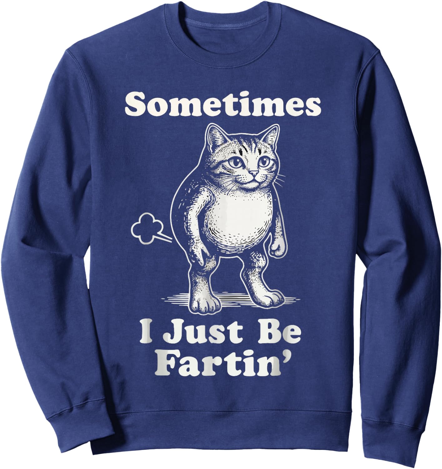 Sometimes I'm Just Fartin' Cat Lover Funny Sarcasm Sweatshirt - Sweatshirt | Navy