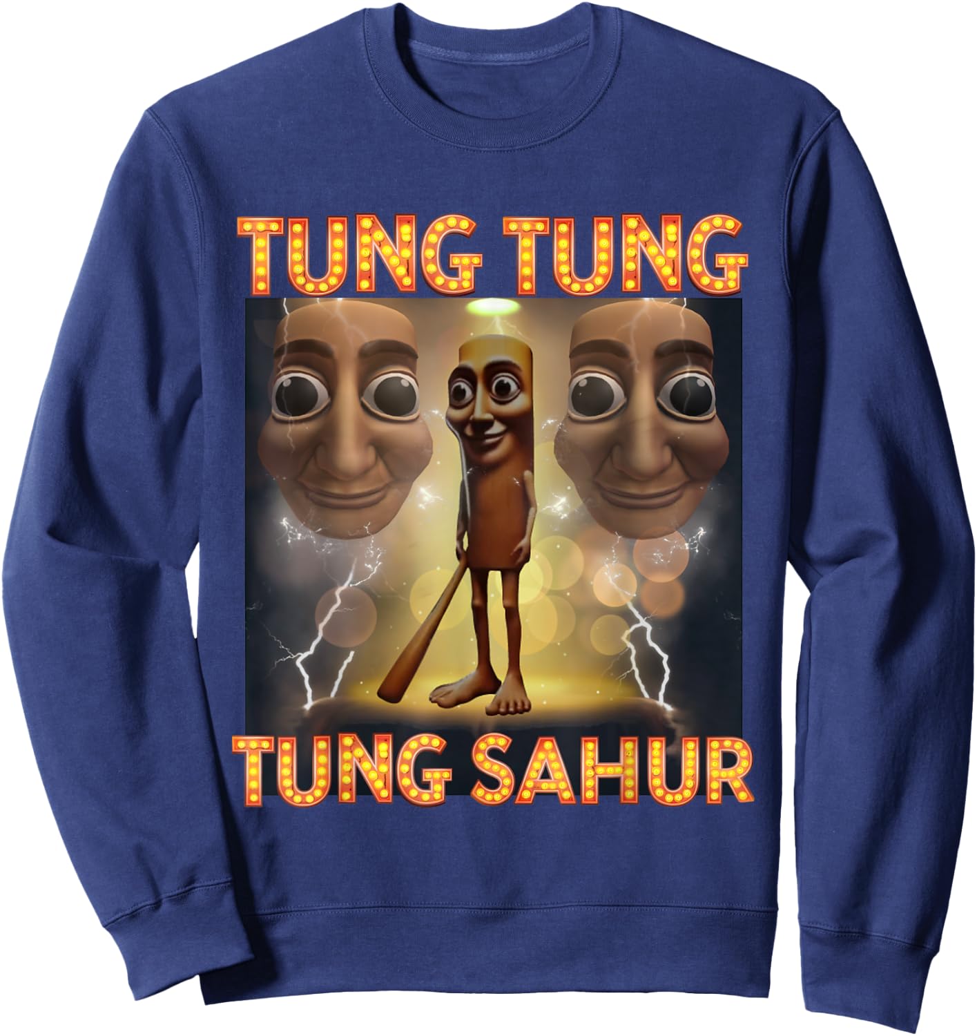 Tung Tung Sahur Funny Meme Italian Brain Red Sweatshirt - Sweatshirt | Navy