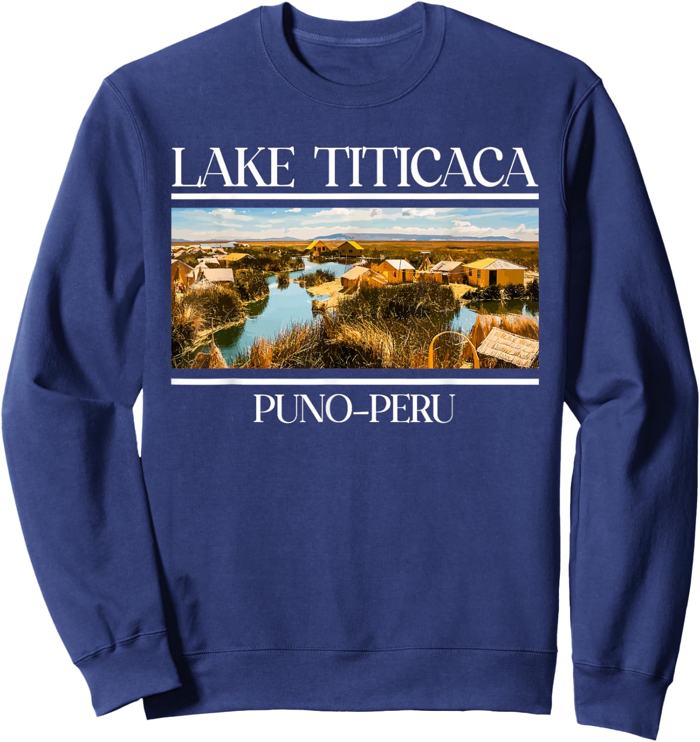 Titicaca Lake Puno Peru Fishing Lake Sweatshirt - Sweatshirt | Navy