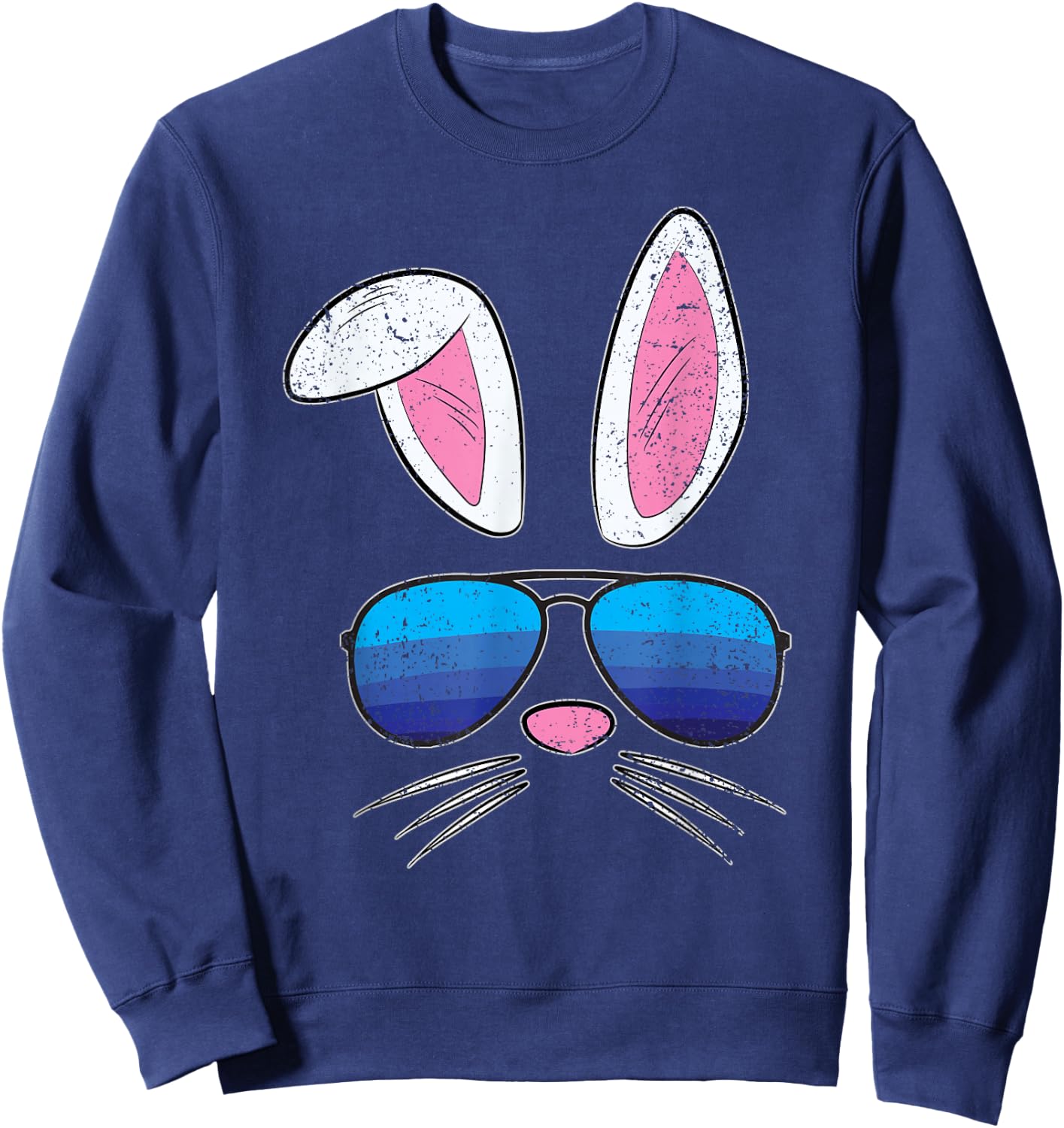 Easter Bunny Sunglasses Cute Rabbit Face Spring Sweatshirt - Sweatshirt | Navy