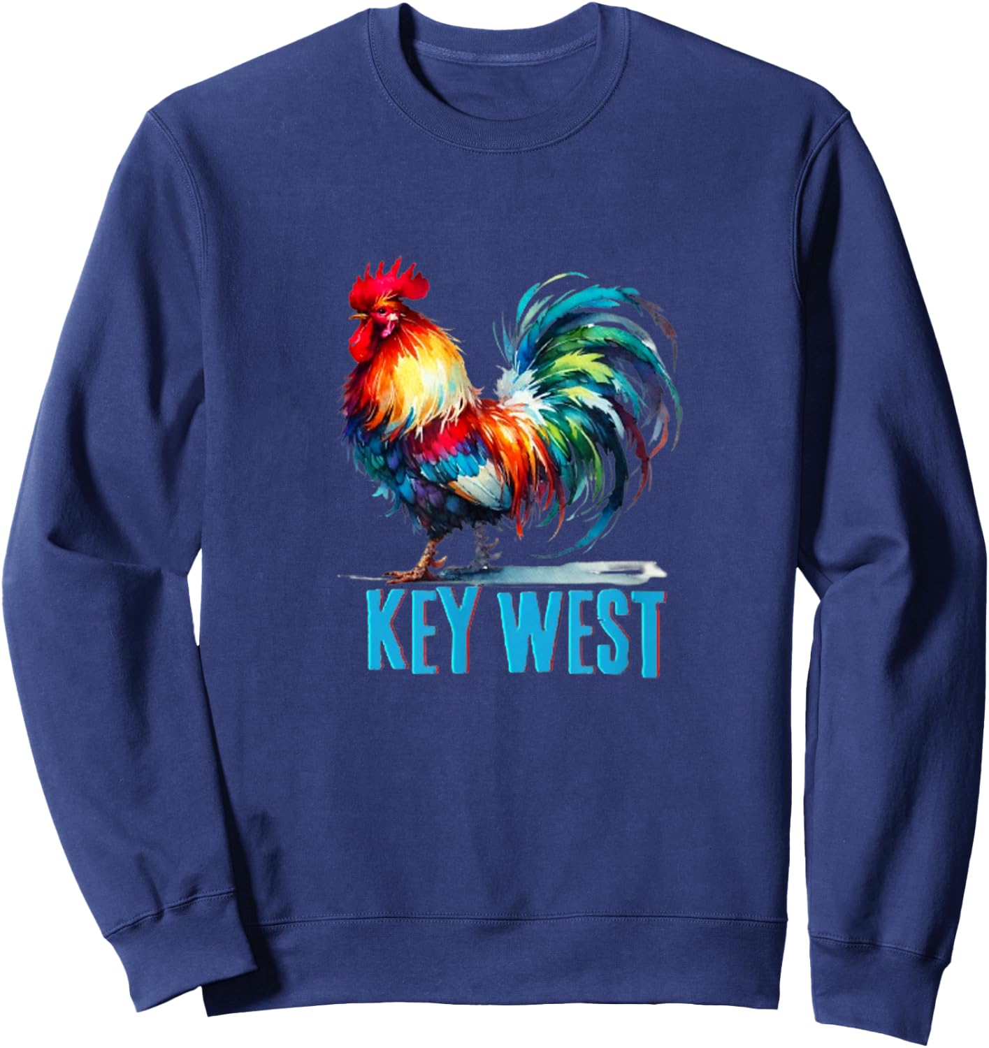 Key West Colorful Rooster Florida Keys Sweatshirt - Sweatshirt | Navy