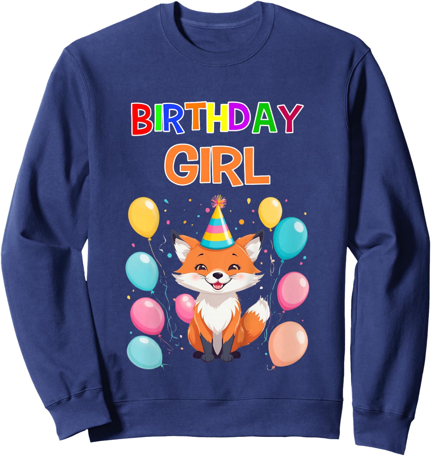 Girld Fox Birthday TShirtz & More Fox Birthday Shirt Girls Fox Lover Birthday Girl Sweatshirt - Sweatshirt | Navy