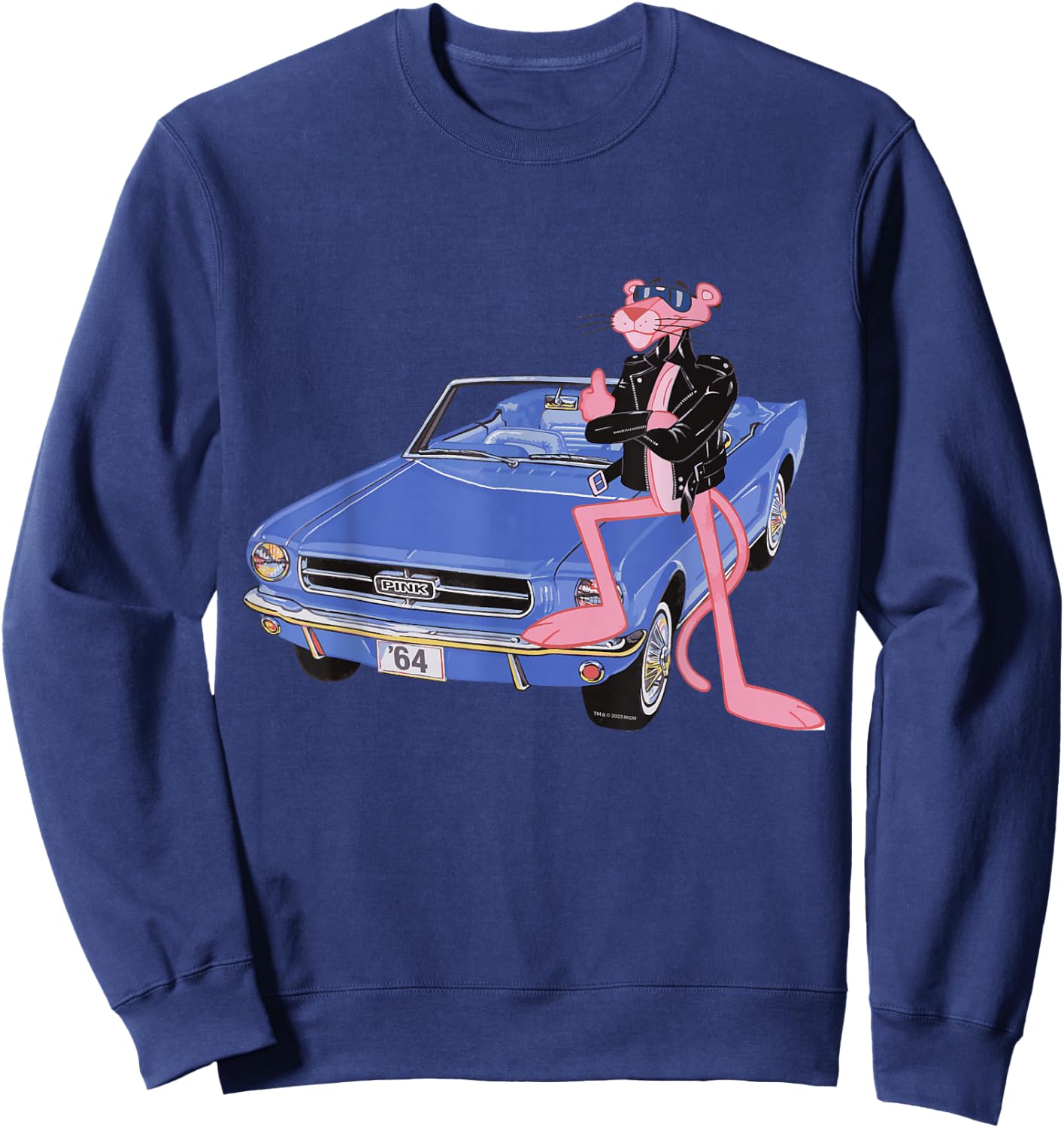 Pink Panther Vintage 1964 Convertible Car Cool Cat , black Sweatshirt - Sweatshirt | Navy