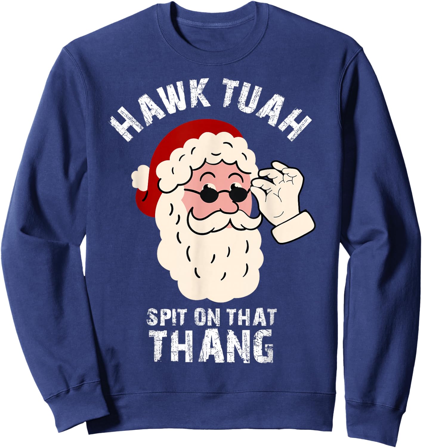 Summer Santa Christmas In July Hawk Tuah Spit on That Thang Women Sweatshirt - Sweatshirt | Navy