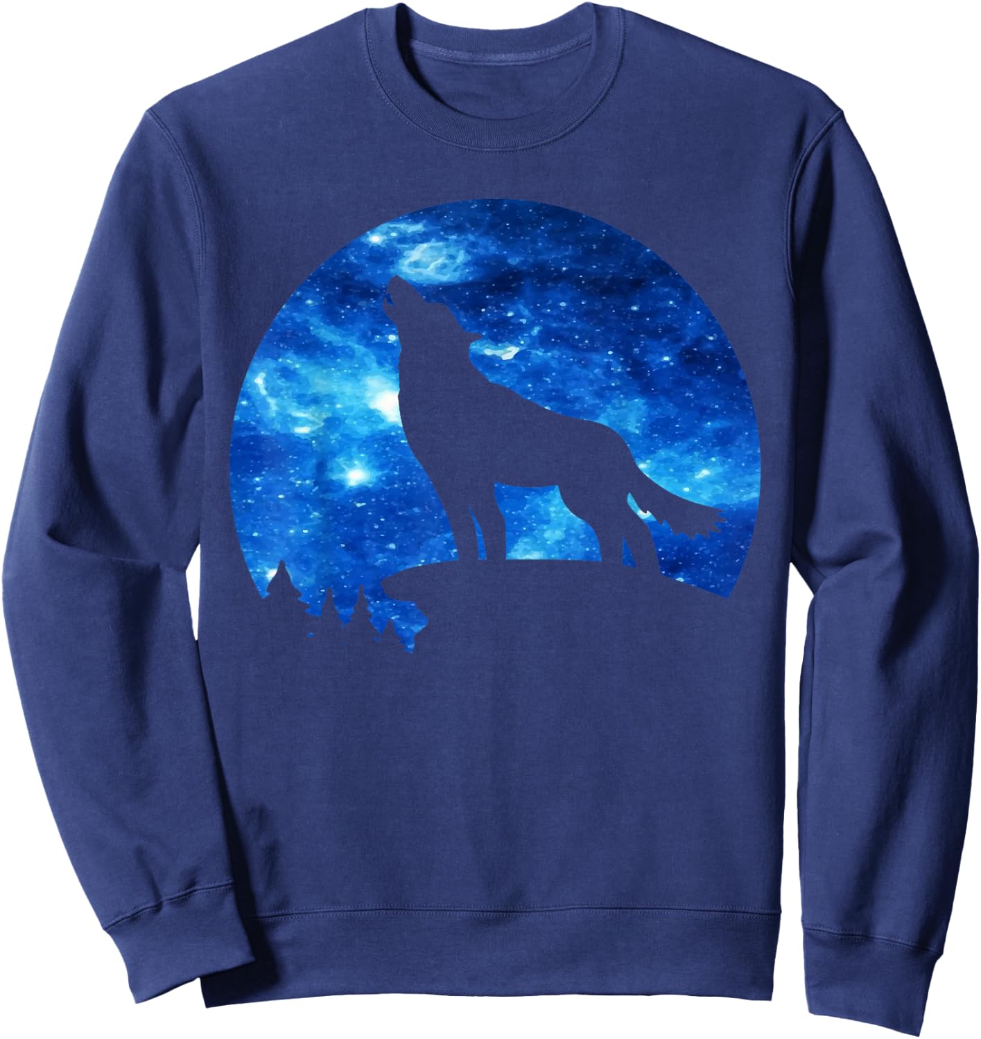 Wolf Paws Galaxy Wild Lone Wolves Stars Moon Wolf Sweatshirt - Sweatshirt | Navy