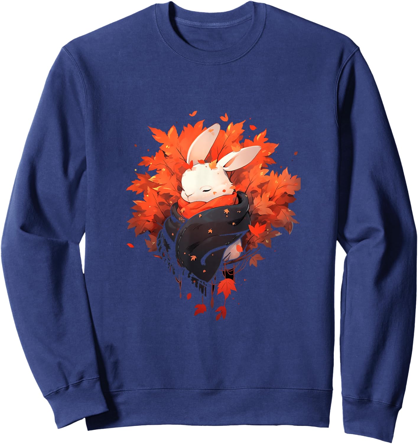 Bunny Autumn Autumn Leaves Rabbit Thanksgiving Sweatshirt - Sweatshirt | Navy
