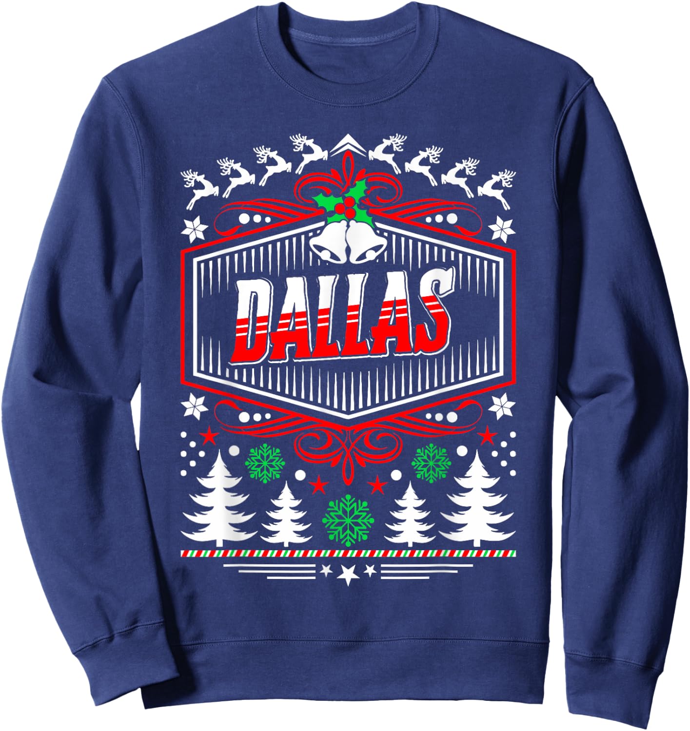 Dallas Ugly Christmas Gift Friends or Family Sweatshirt - Sweatshirt | Navy