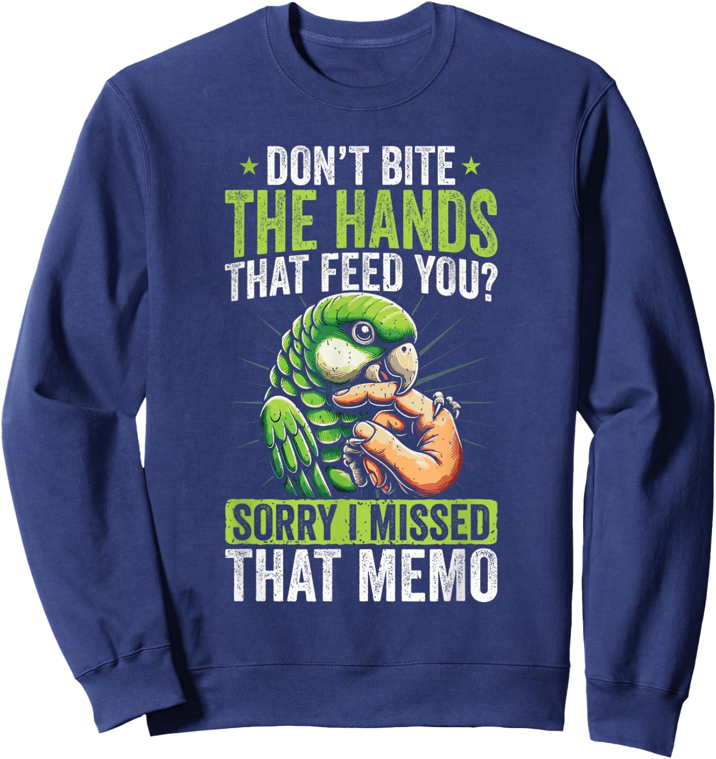 Green Quaker Parrot. Sweatshirt - Sweatshirt | Navy