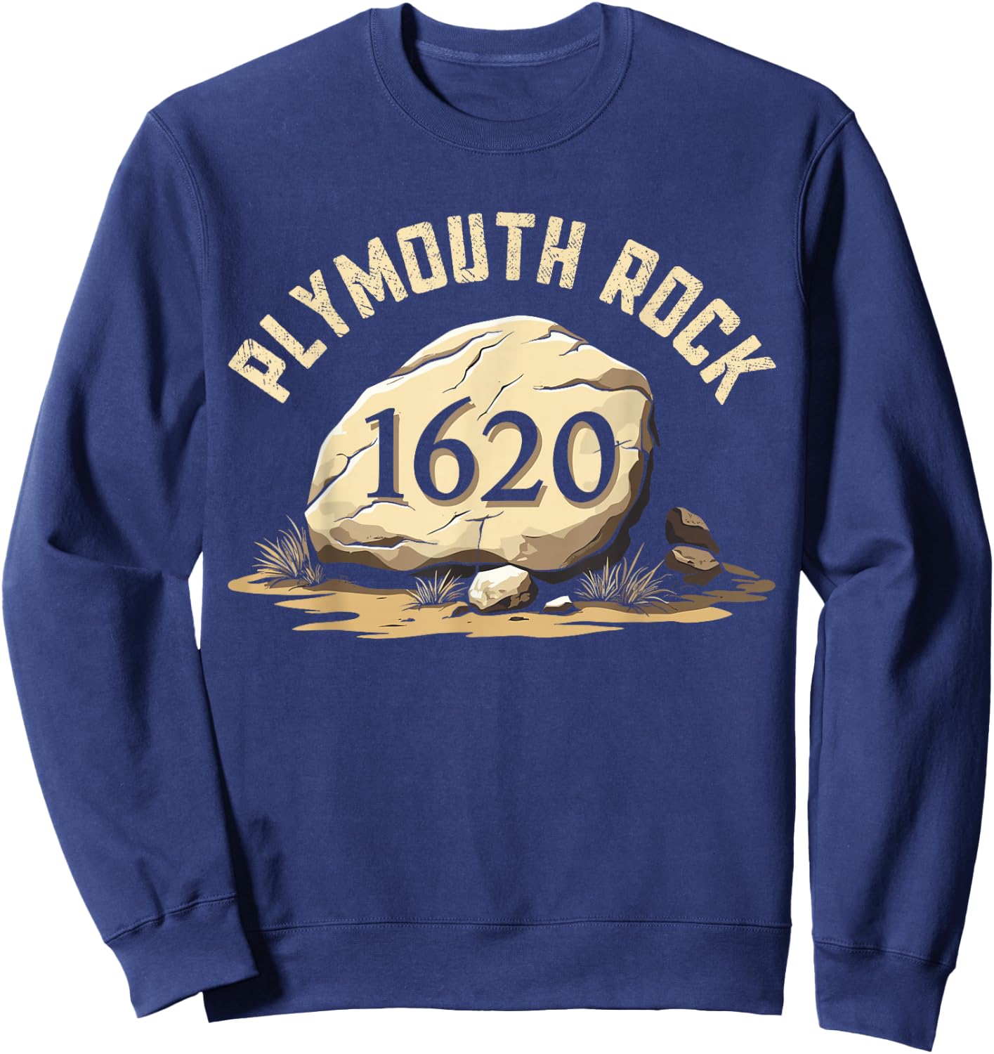 Plymouth Rock, Vintage Plymouth Massachusetts, Plymouth Rock Sweatshirt - Sweatshirt | Navy