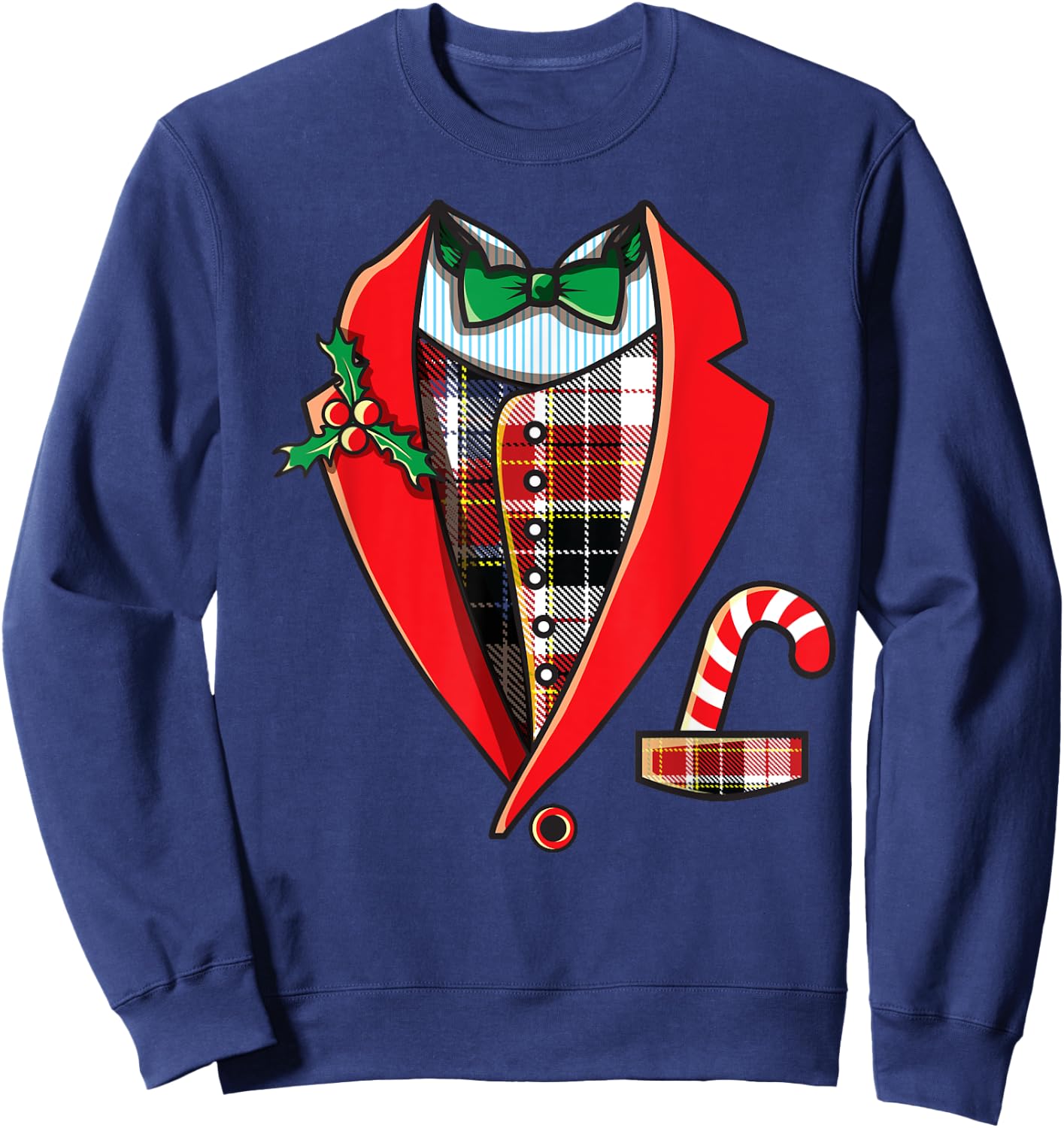 Christmas Tuxedo Shirt Funny Family Pajama Party Gift Sweatshirt - Sweatshirt | Navy