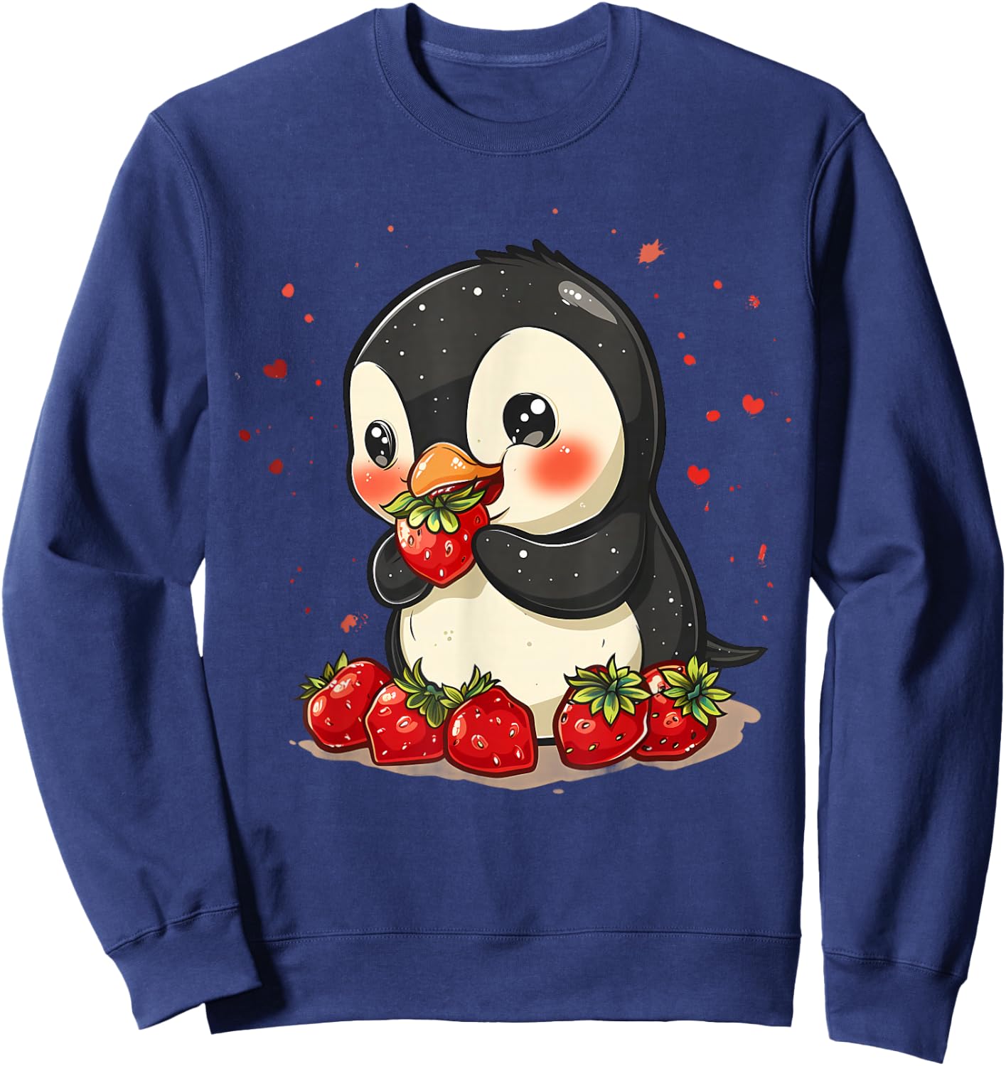 Strawberry Penguin Cute Strawberries Fruit Animal Lovers Sweatshirt - Sweatshirt | Navy